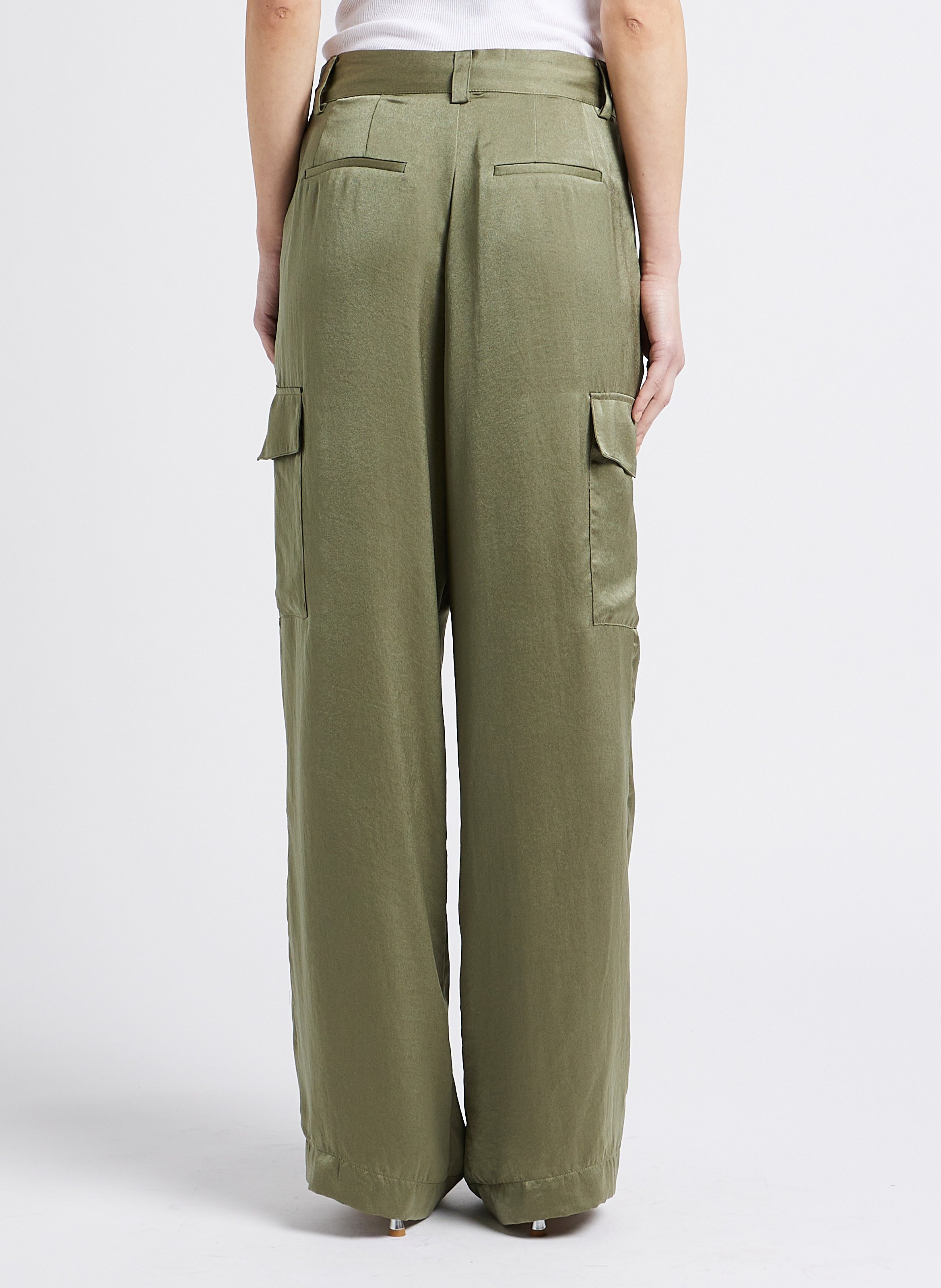 Pantalon large effet satiné cary BA&SH Kaki