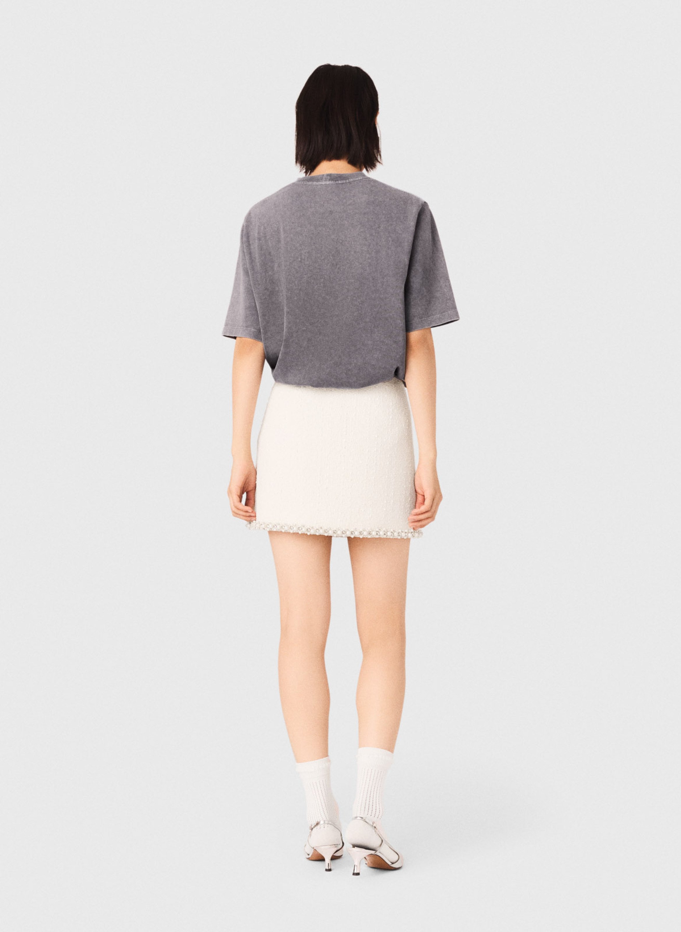 Tee-shirt col rond en coton Gris