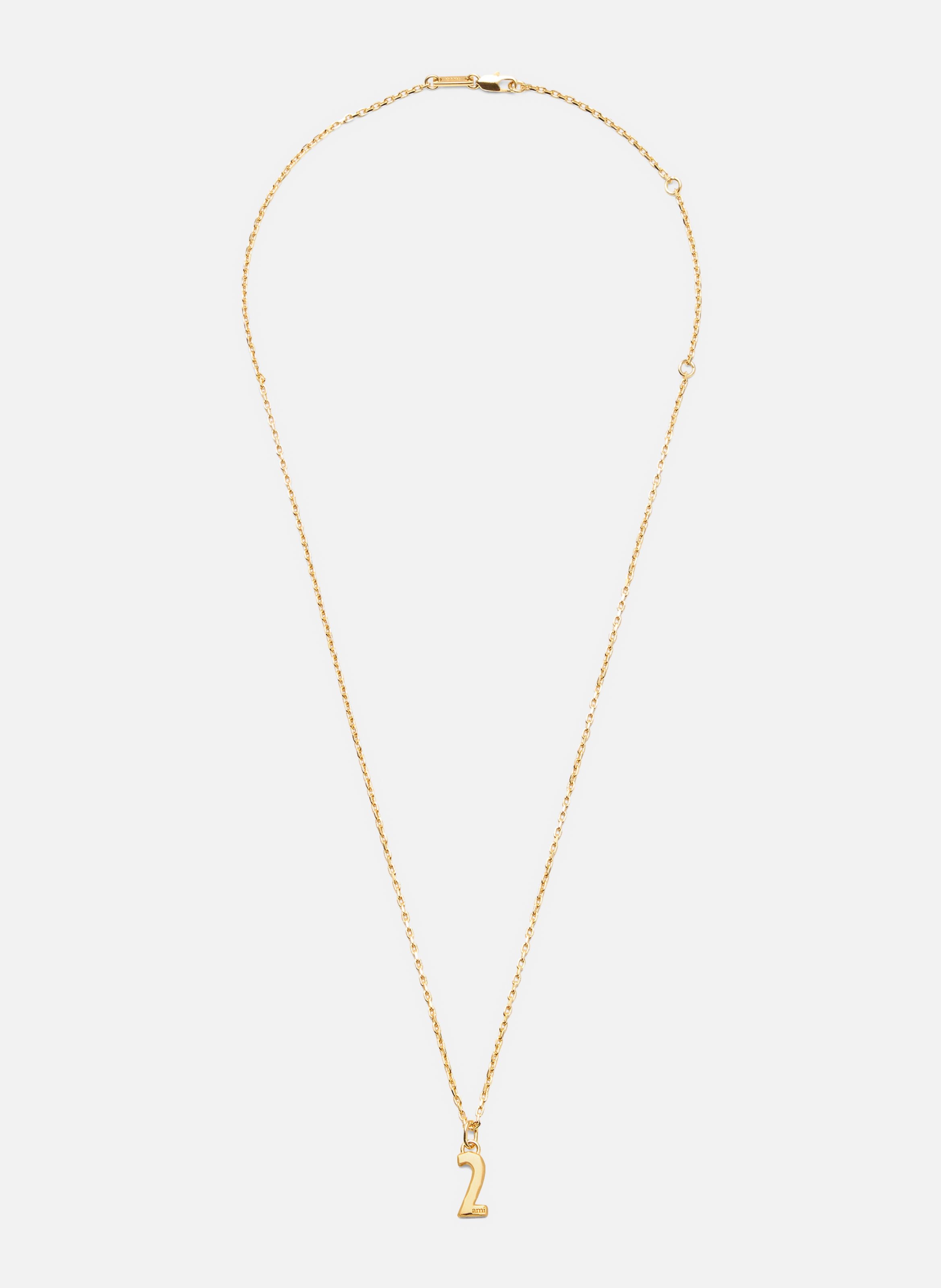 Collier martelé doré pendentif "2" unisexe en laiton AMI PARIS Jaune