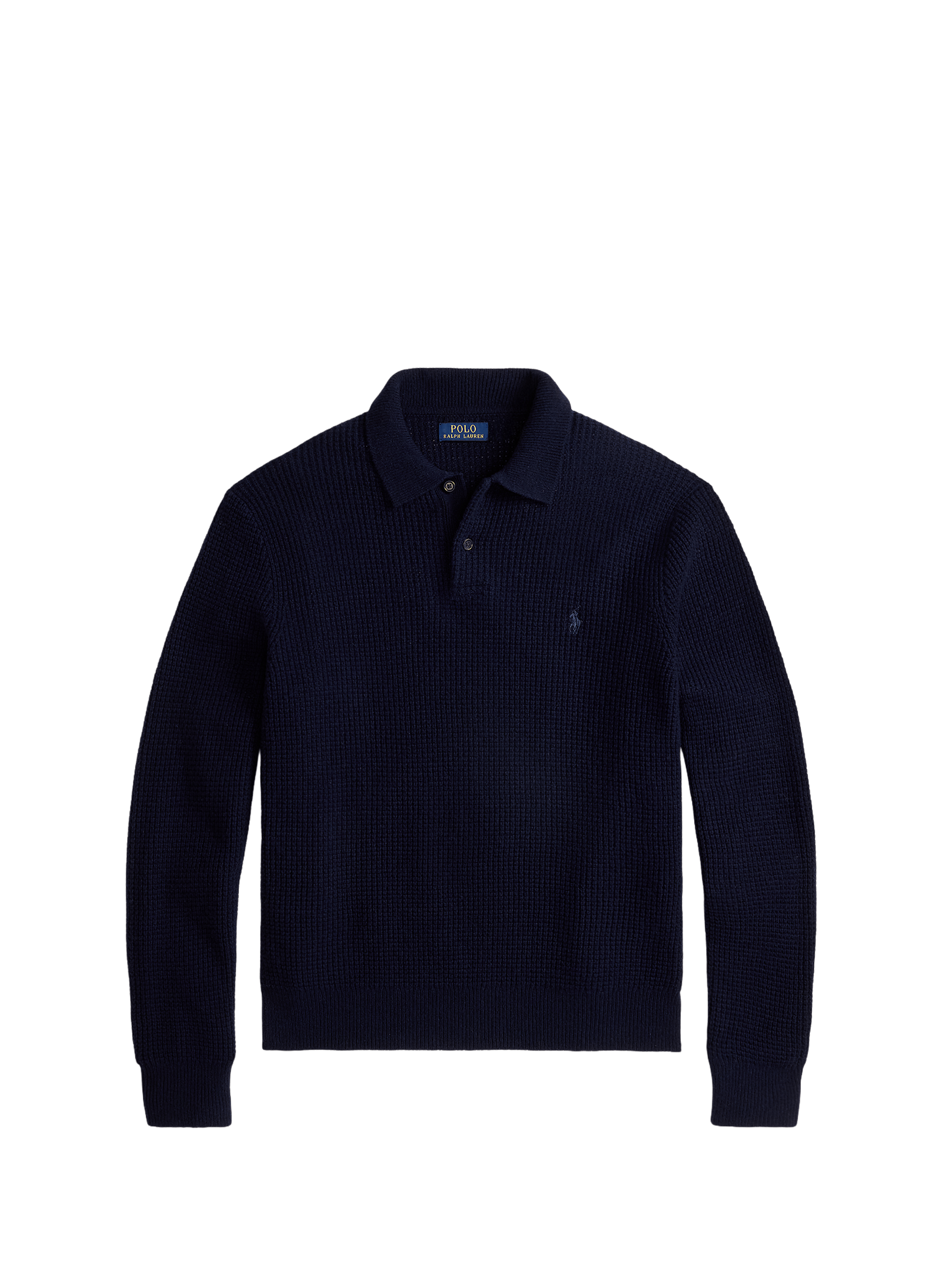 Ribbed wool and cotton polo neck sweater POLO RALPH LAUREN Blue