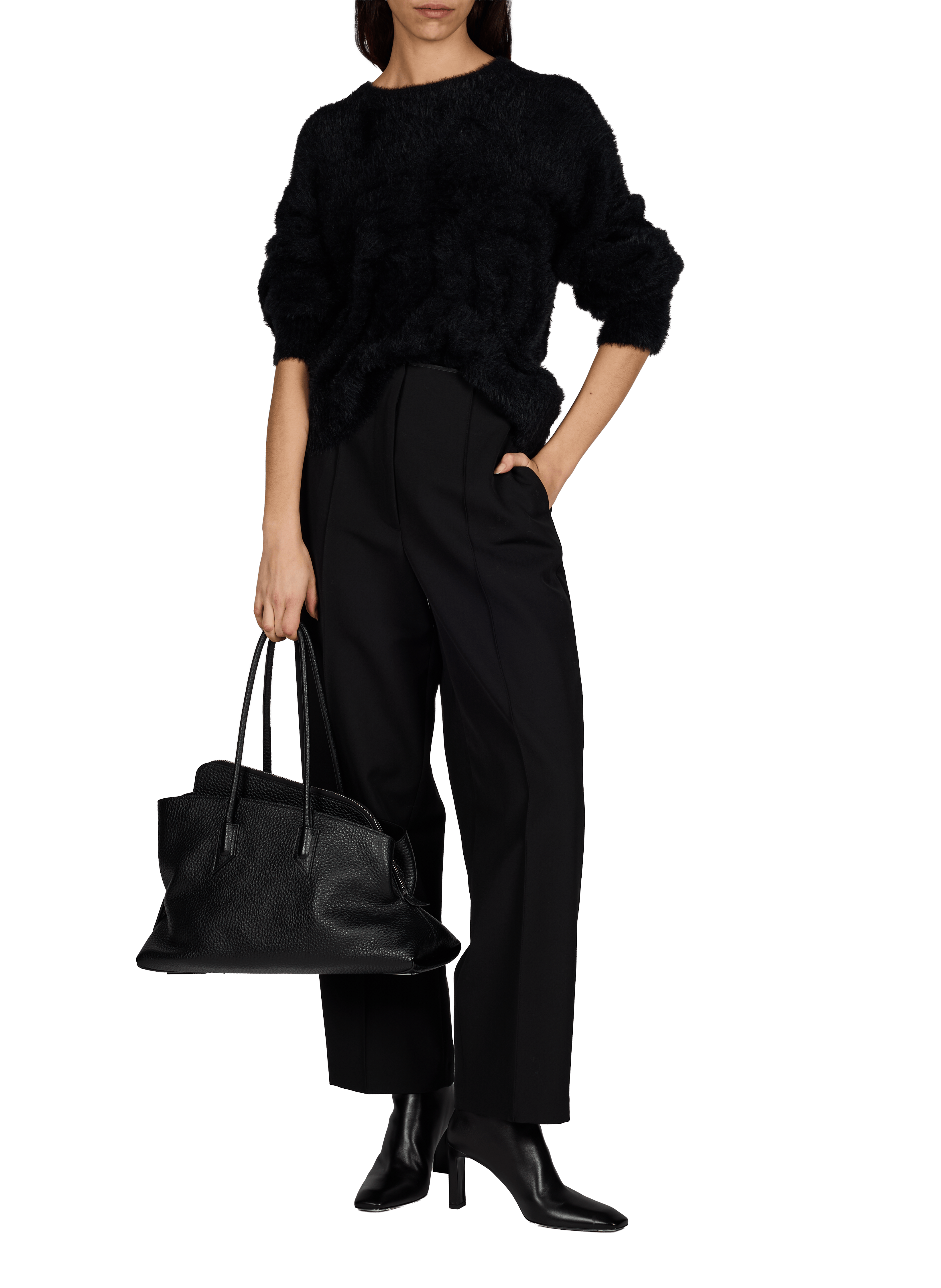 Textured calfskin leather handbag THE ATTICO Black
