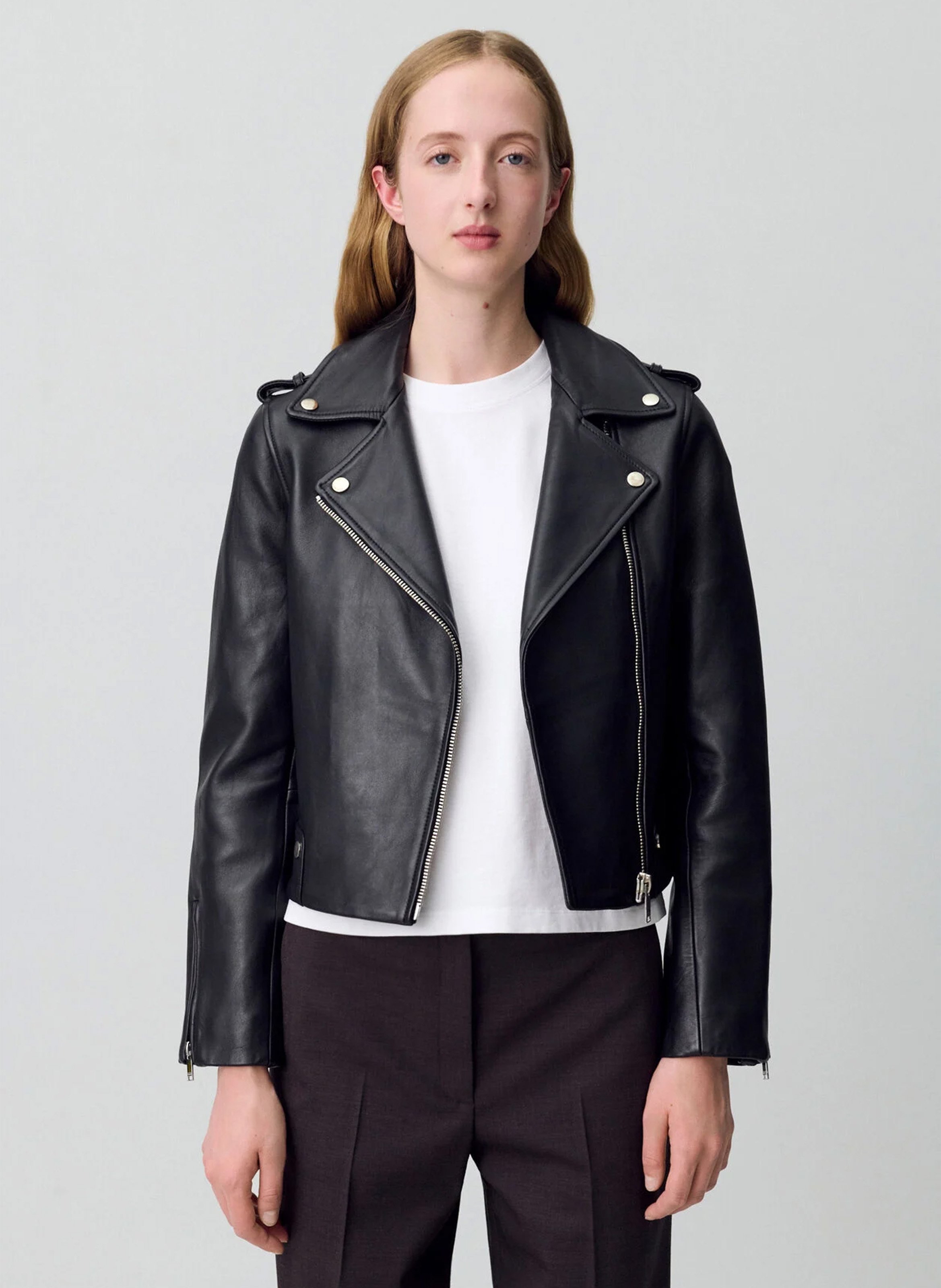 Blouson court en cuir CLAUDIE PIERLOT Noir