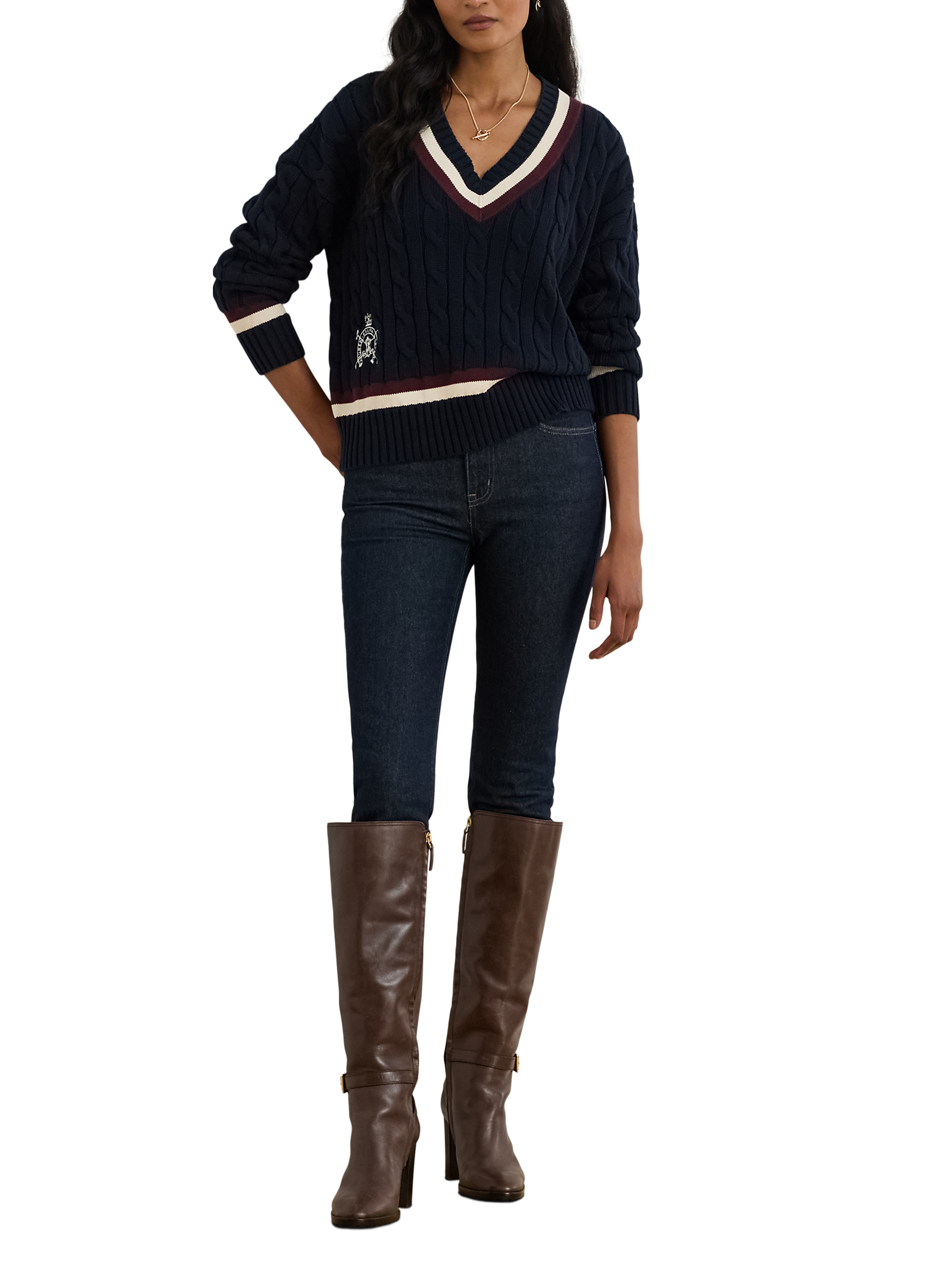 V-neck knitted sweater LAUREN Blue