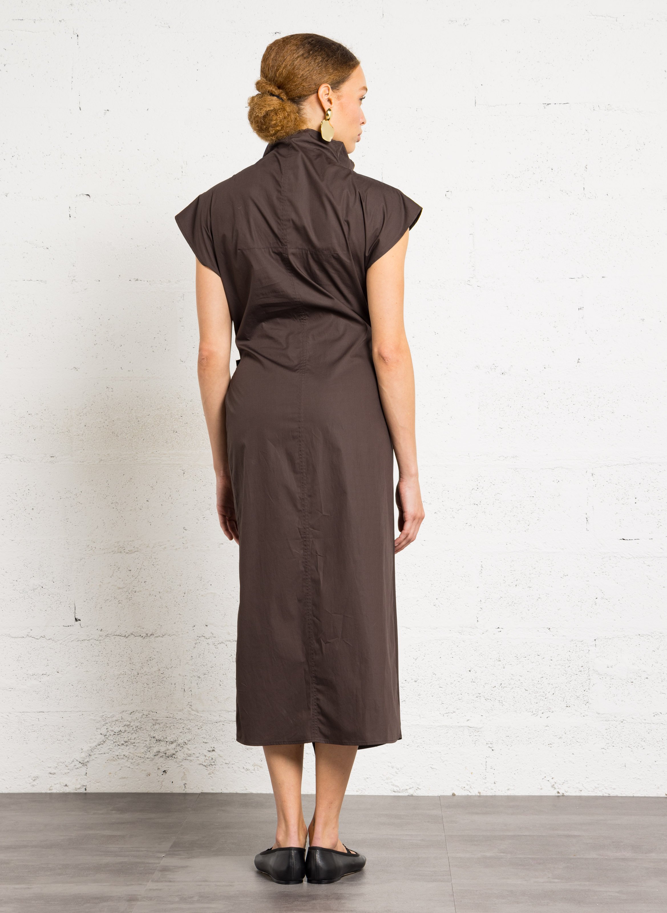 Robe longue portefeuille unie foggia SOEUR Marron