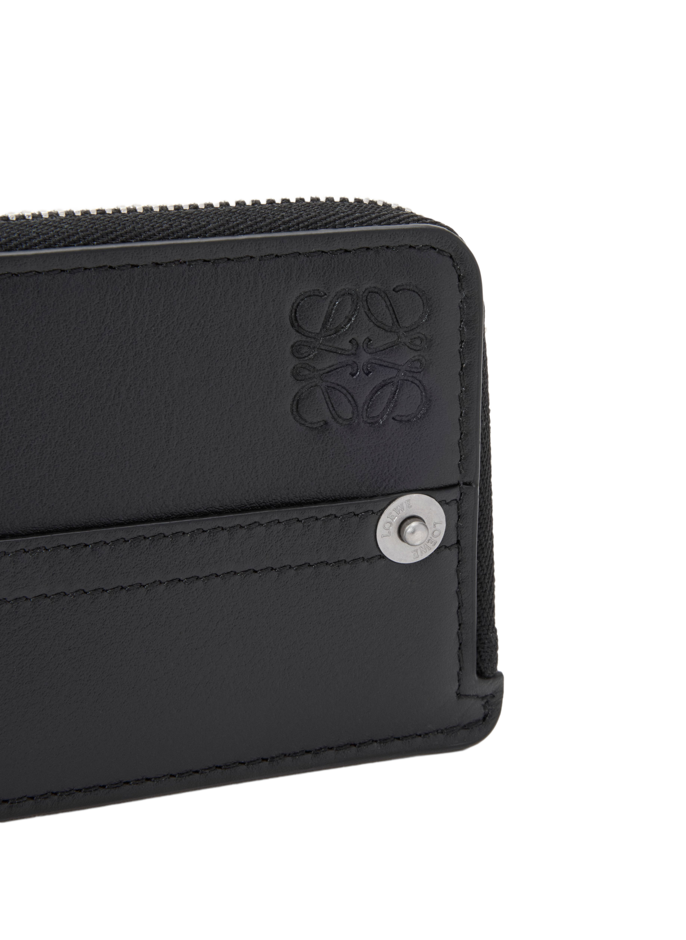 Porte-cartes et monnaie Panta en cuir de veau brillant LOEWE Noir