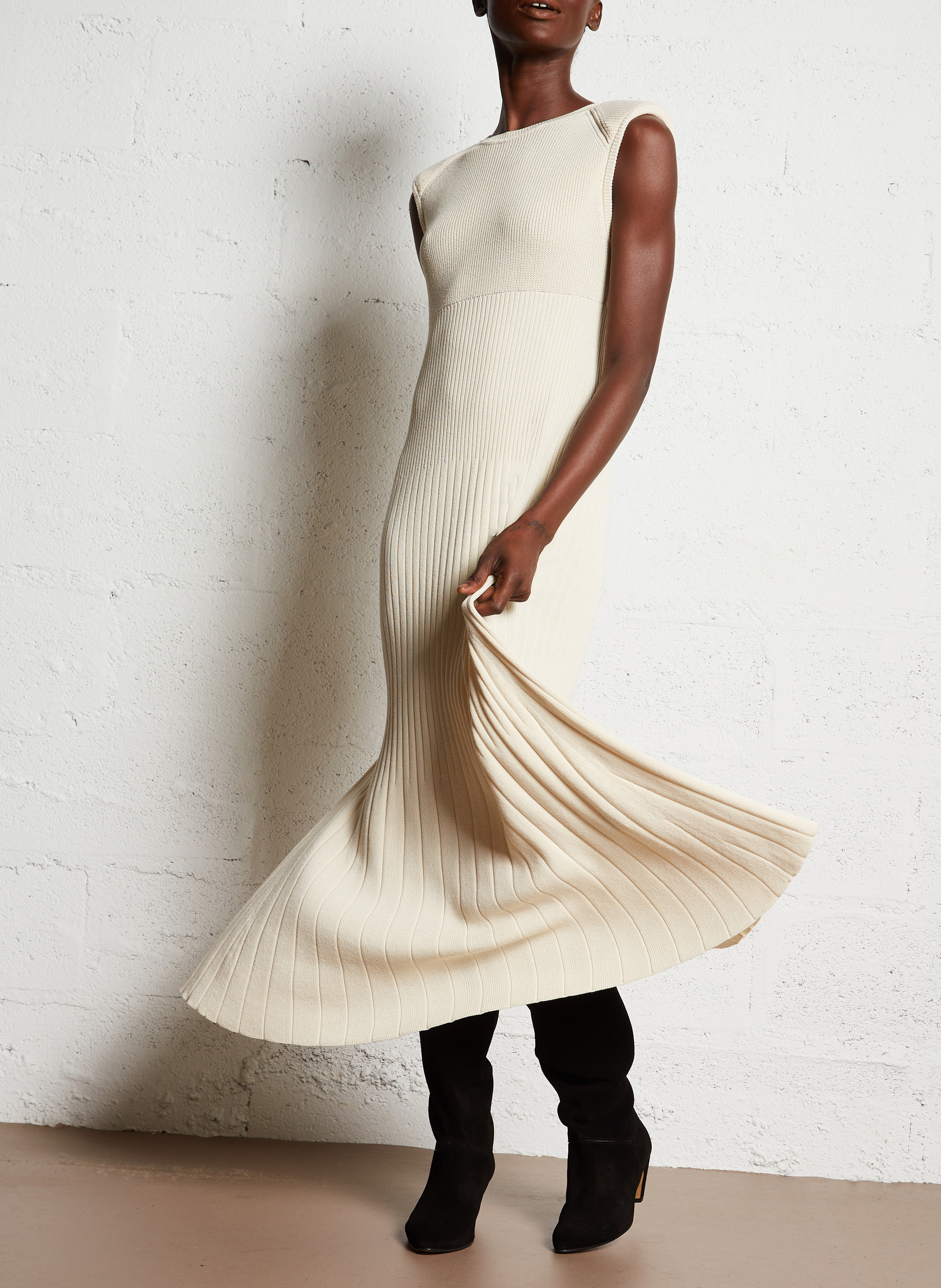 Robe longue droite col rond essie BA&SH Beige