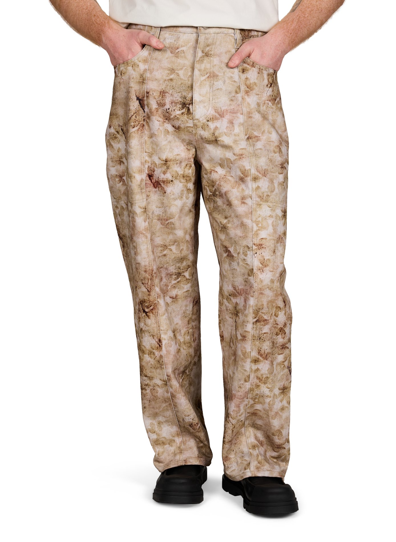 Jean imprimé fleurs en coton ANDERSSON BELL Beige