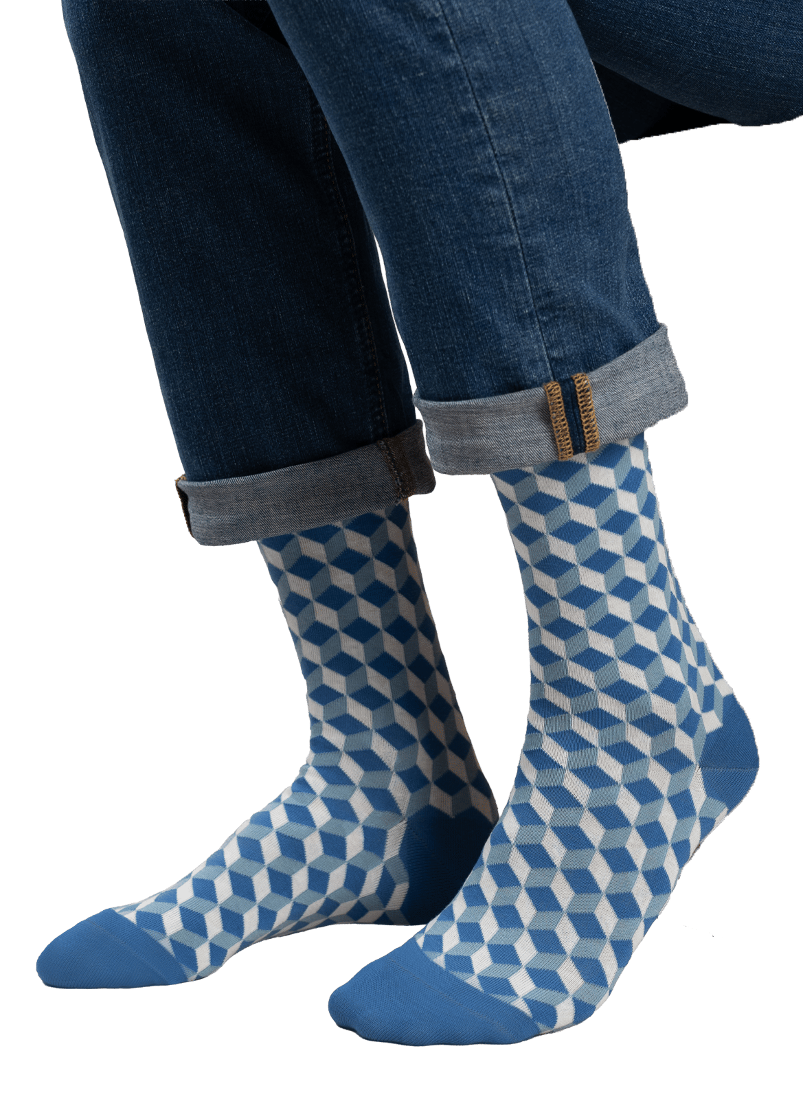 Mid-high Cube socks BLEUFORÊT Blue