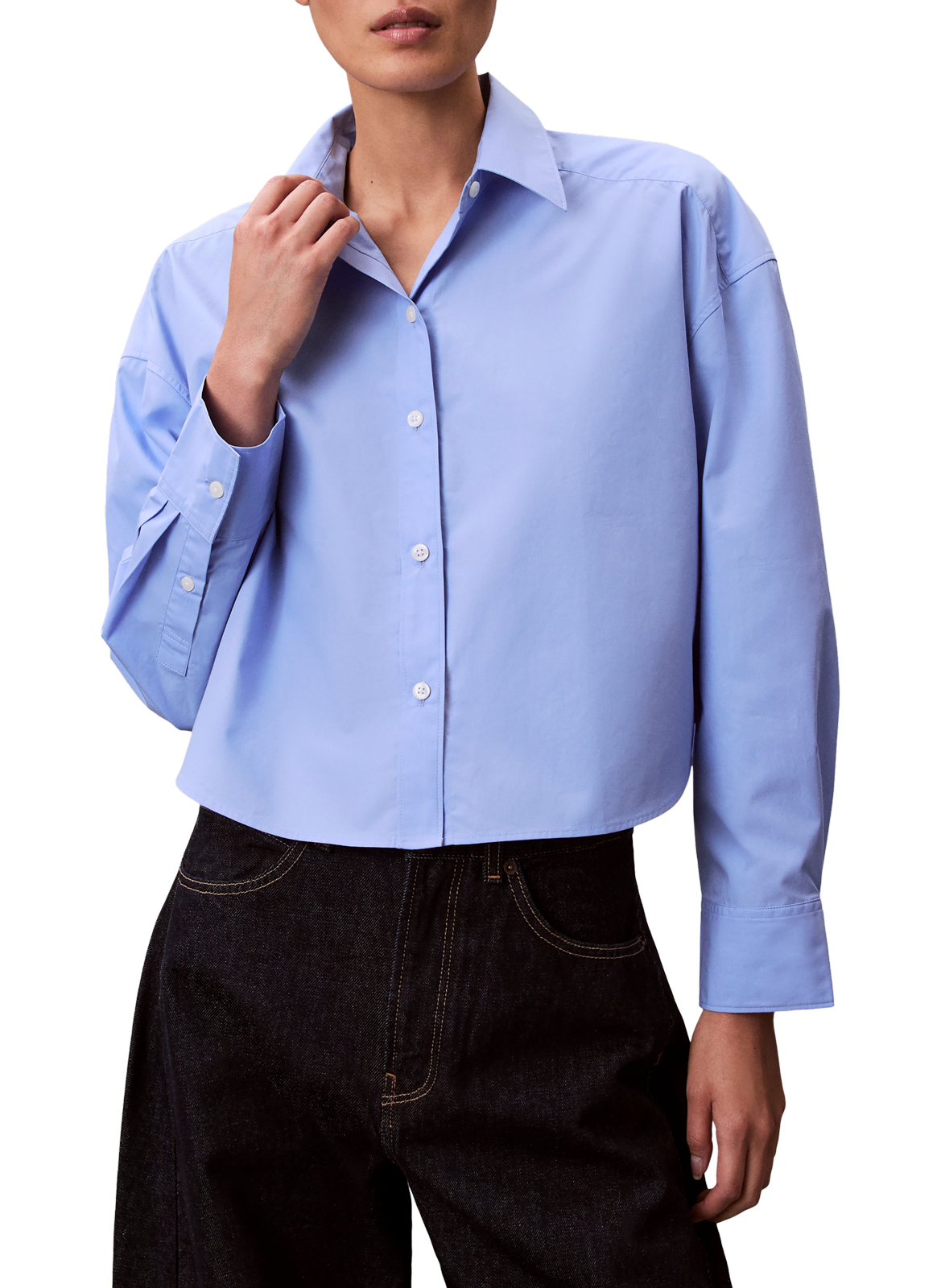 Chemise à coupe crop en coton CALVIN KLEIN Bleu