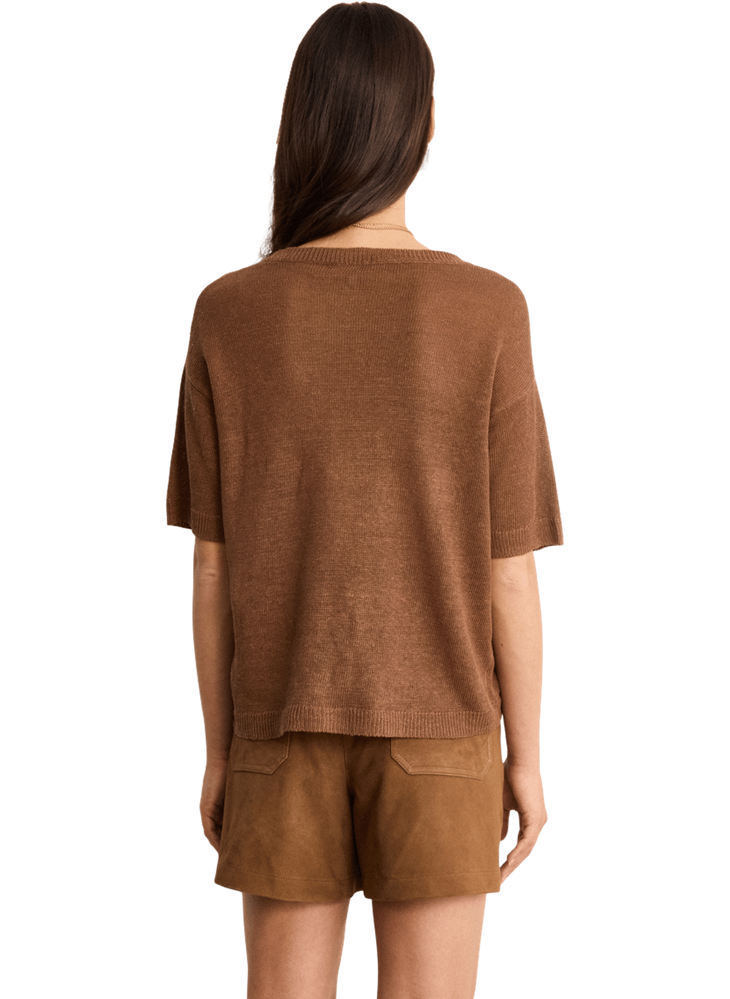 Pull ample en lin à manches courtes - laelia PABLO Marron