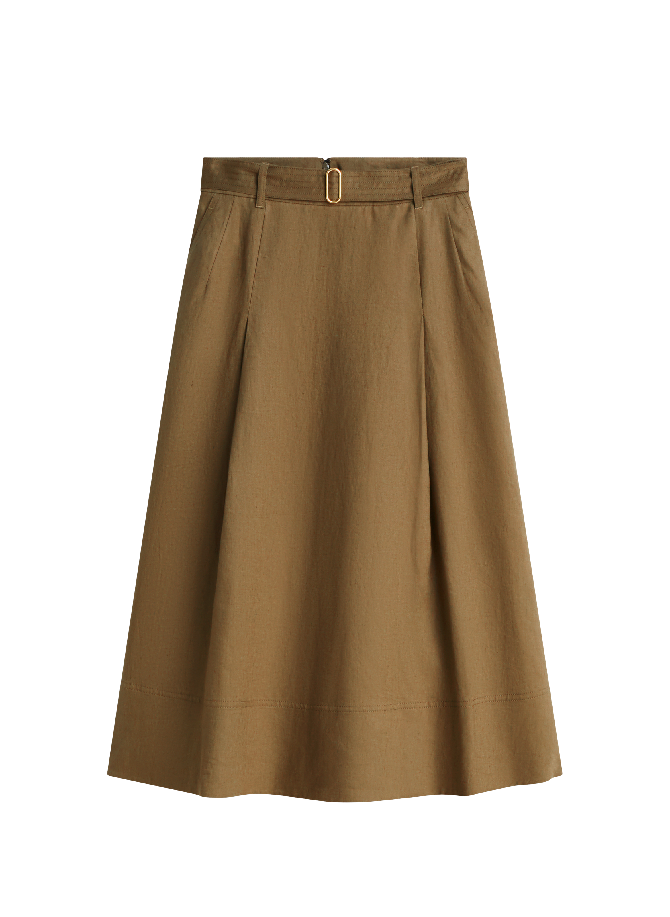 Jupe midi évasée en lin TOMMY HILFIGER Vert