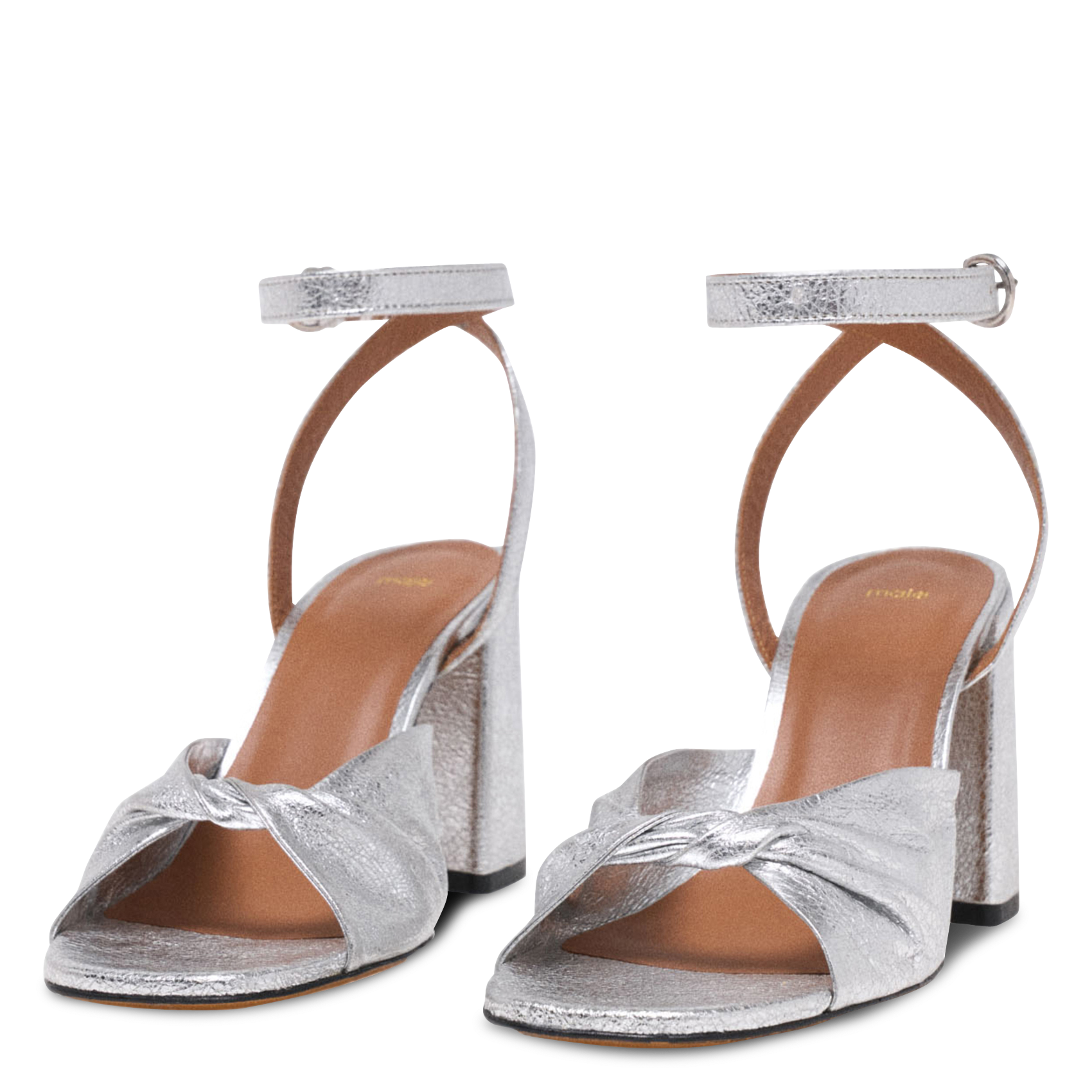 Sandales à talon en curi métallisé MAJE Argent