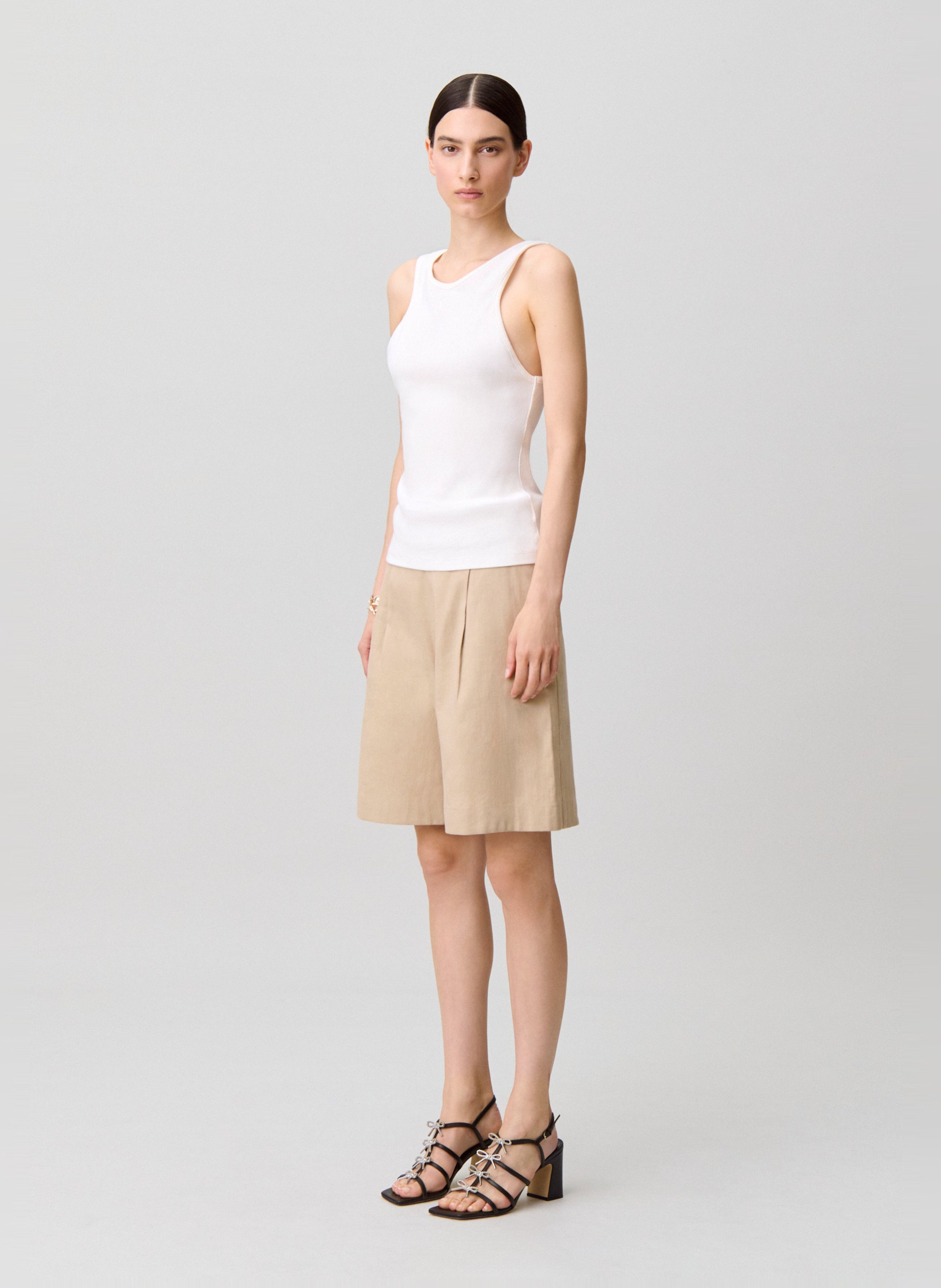 Bermuda droit en lin et coton mélangé CLAUDIE PIERLOT Beige