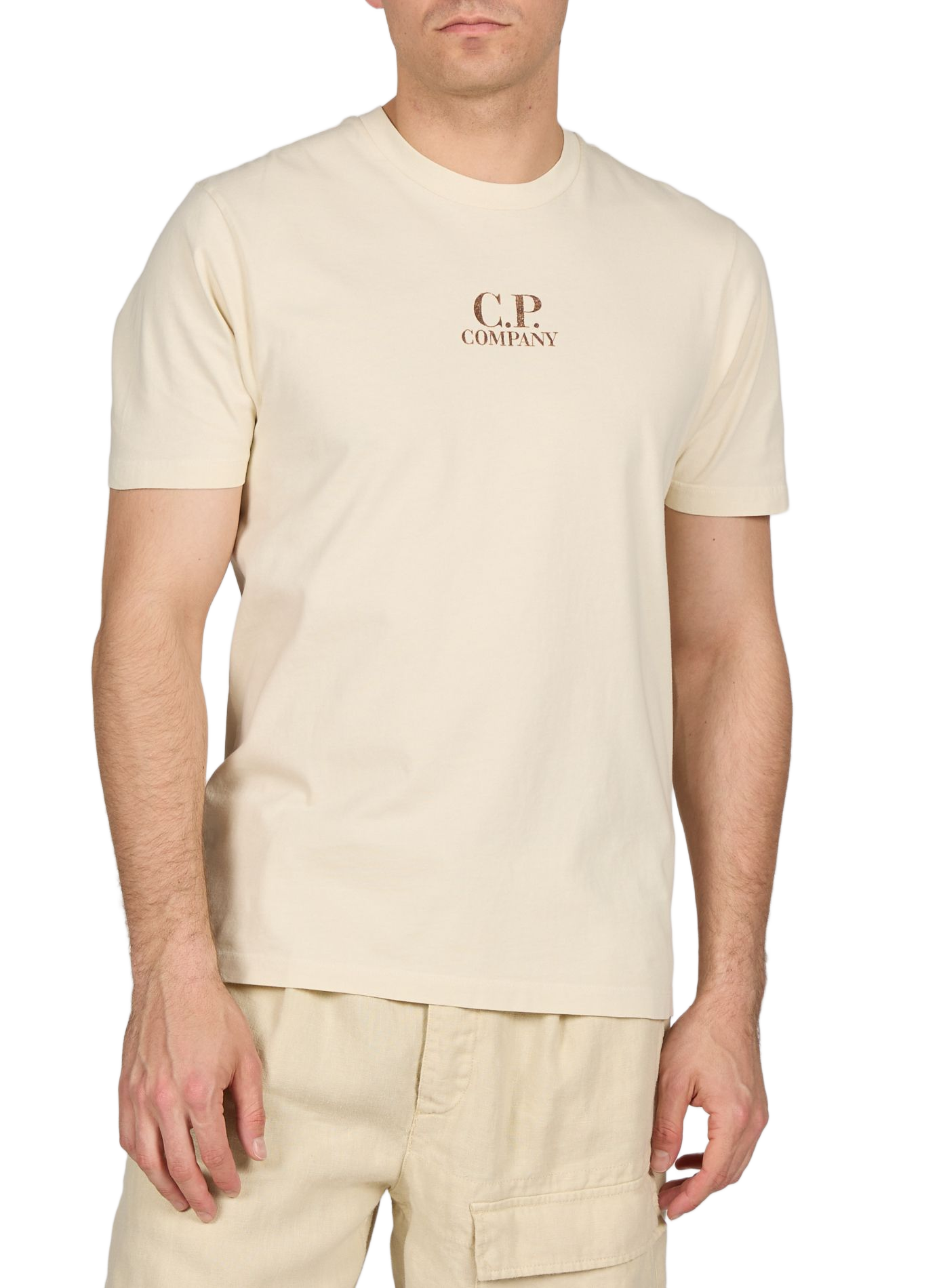 T-shirt imprimé en coton CP COMPANY Beige