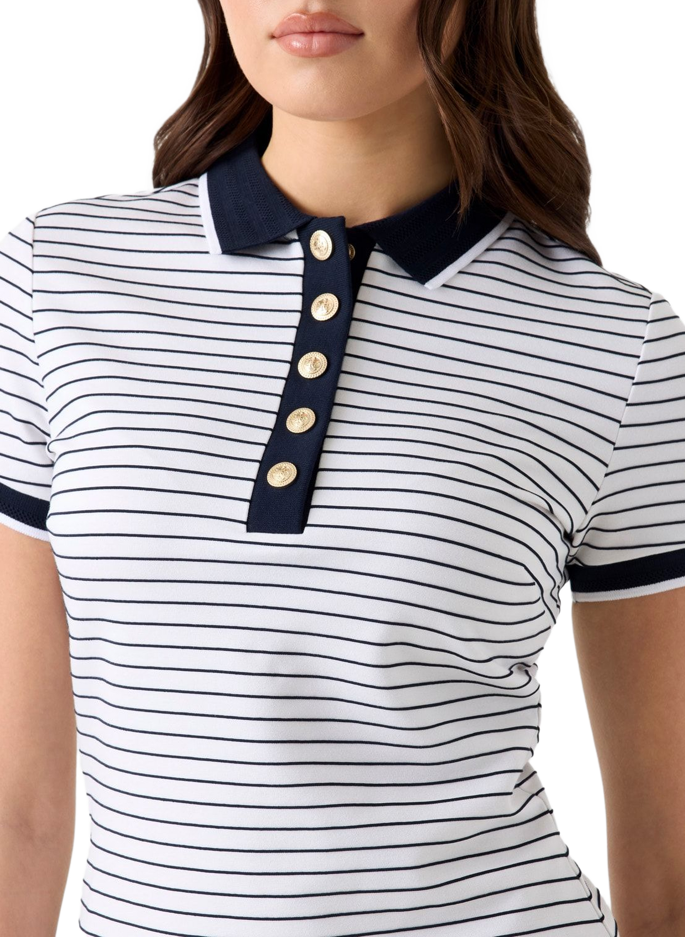 Short striped dress with contrasting polo collar GUESS Multicolour