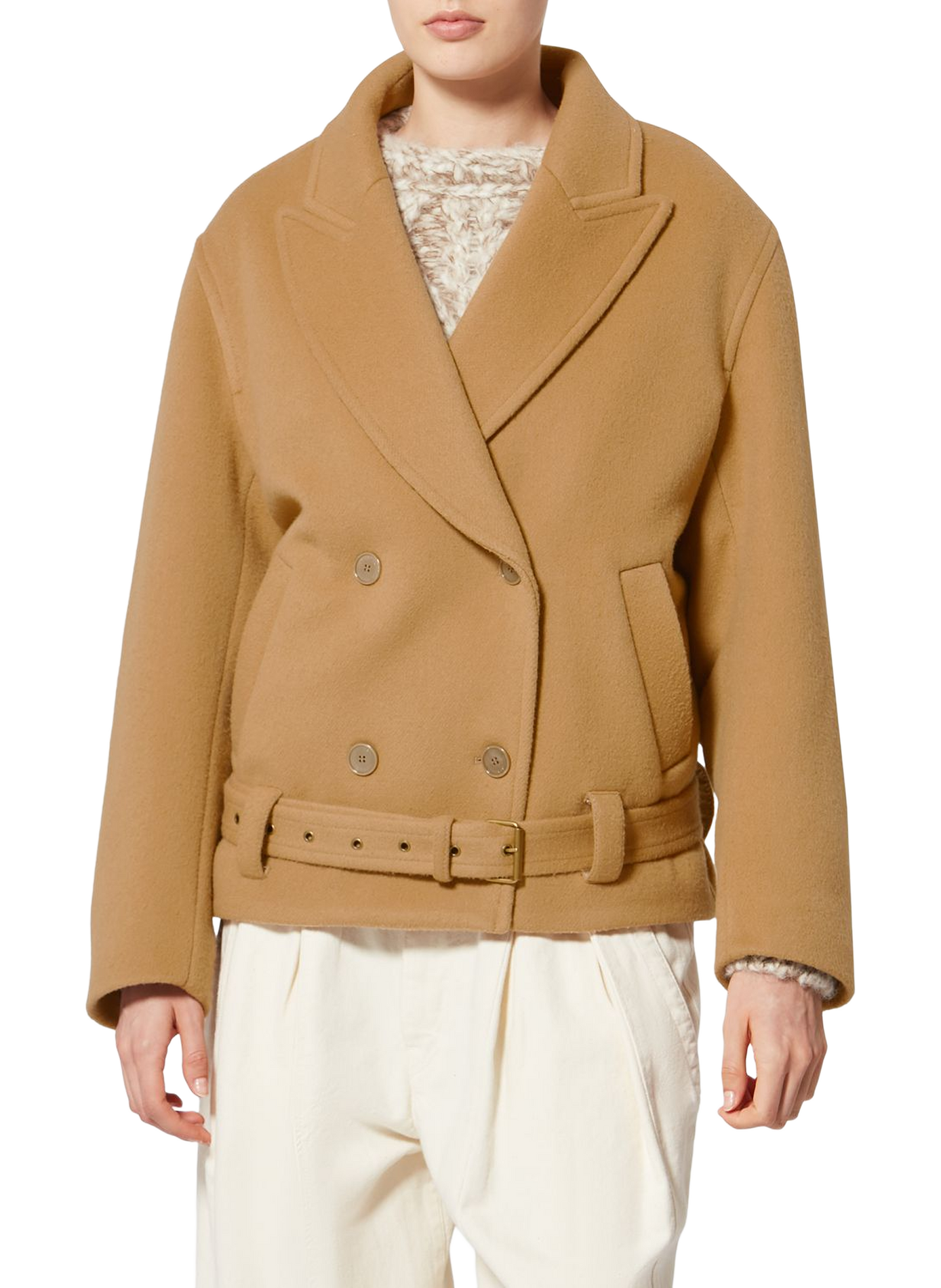 Short coat Warna in virgin wool and cashmere ISABEL MARANT Brown