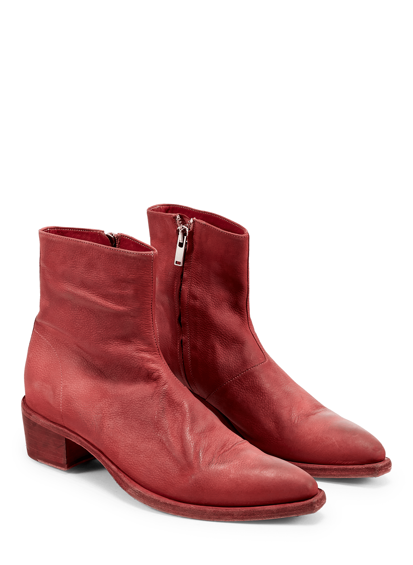 Gewaschene Lederstiefeletten 424 Rot