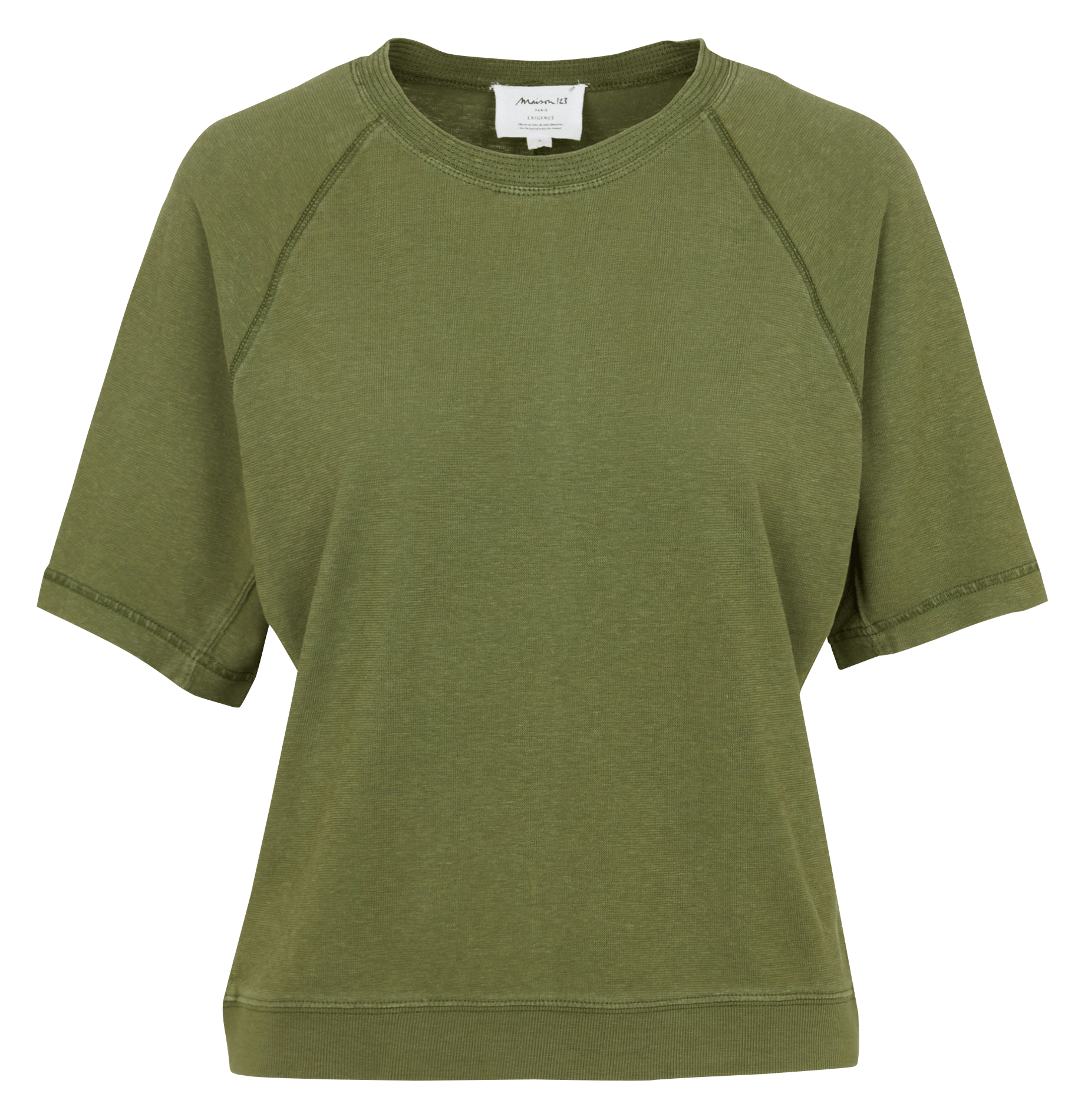 Tee-shirt col rond manches courtes uni Vert
