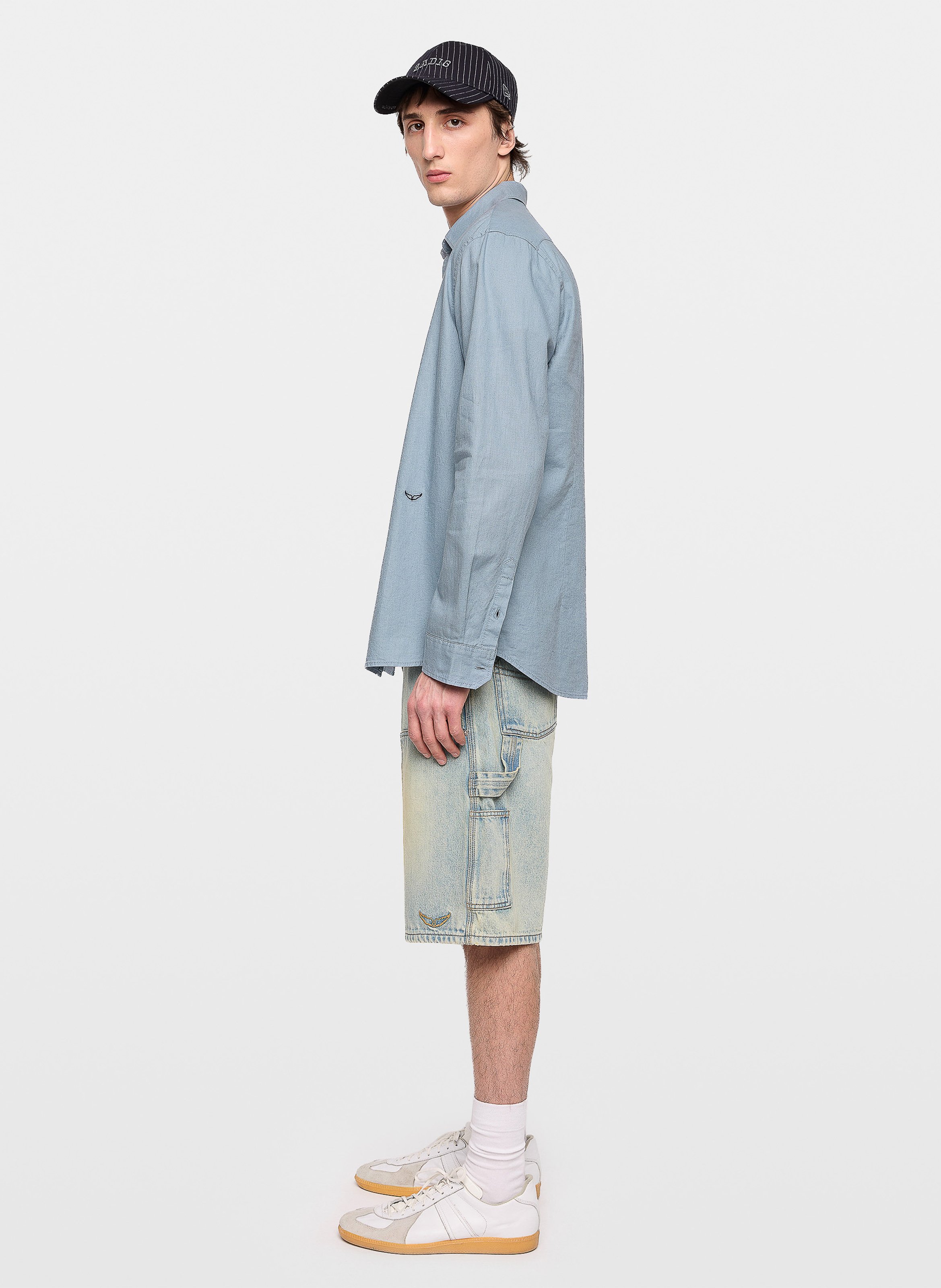 Chemise droite boutonnée en lin mélangé sid ZADIG&VOLTAIRE Bleu