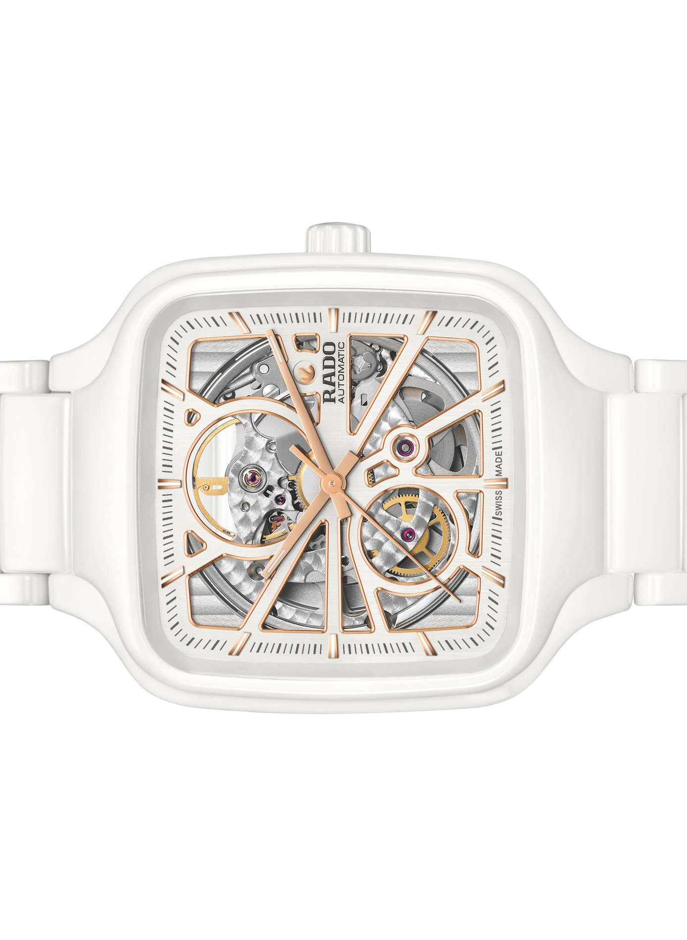 Montre automatique True Square en céramique RADO Blanc