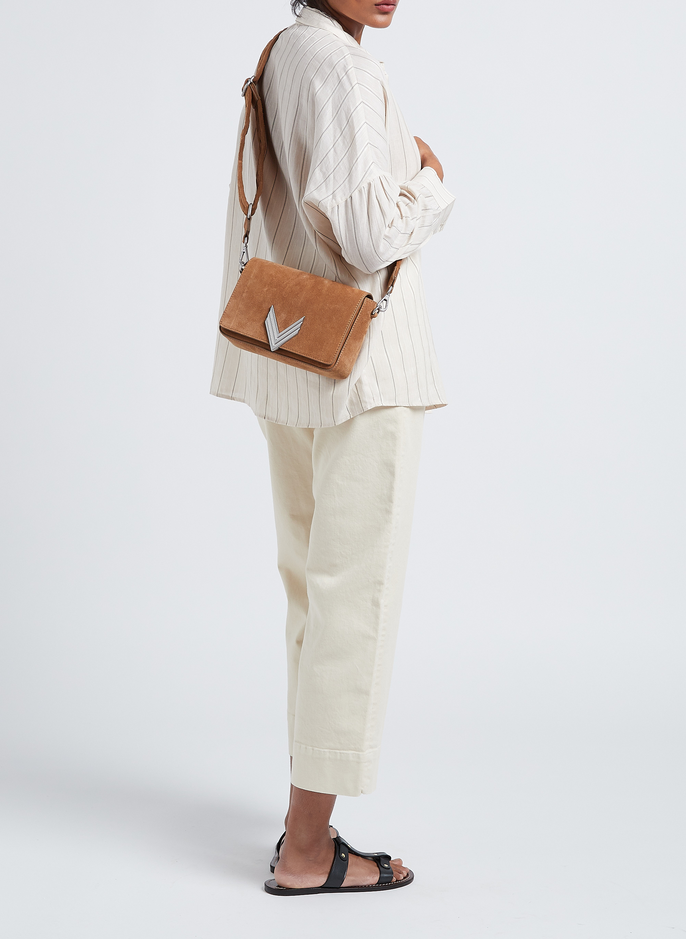 Sac bandoulière matelassé en cuir IKKS Marron