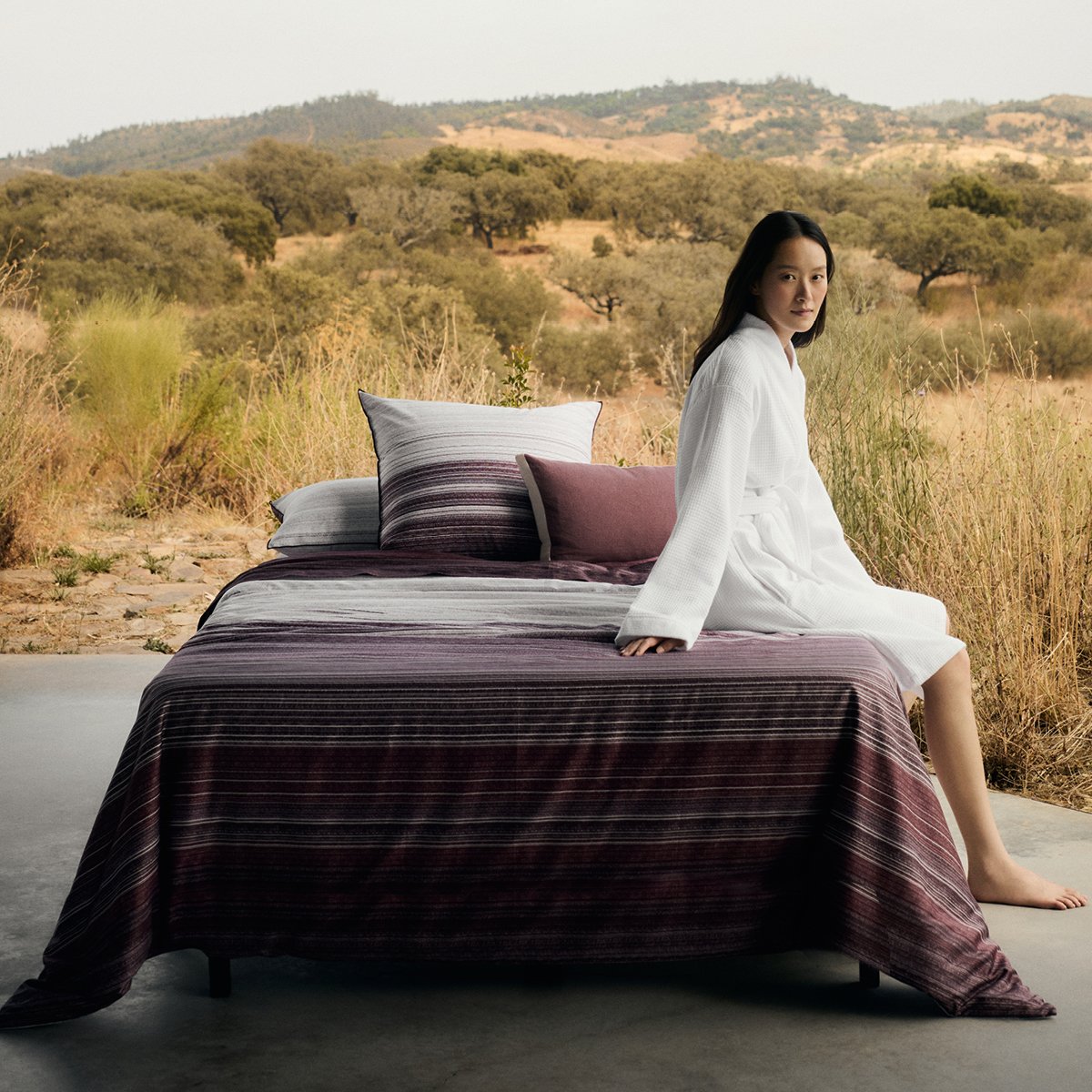 Drap housse en satin de coton, terra roxa BOSS HOME Multicolore