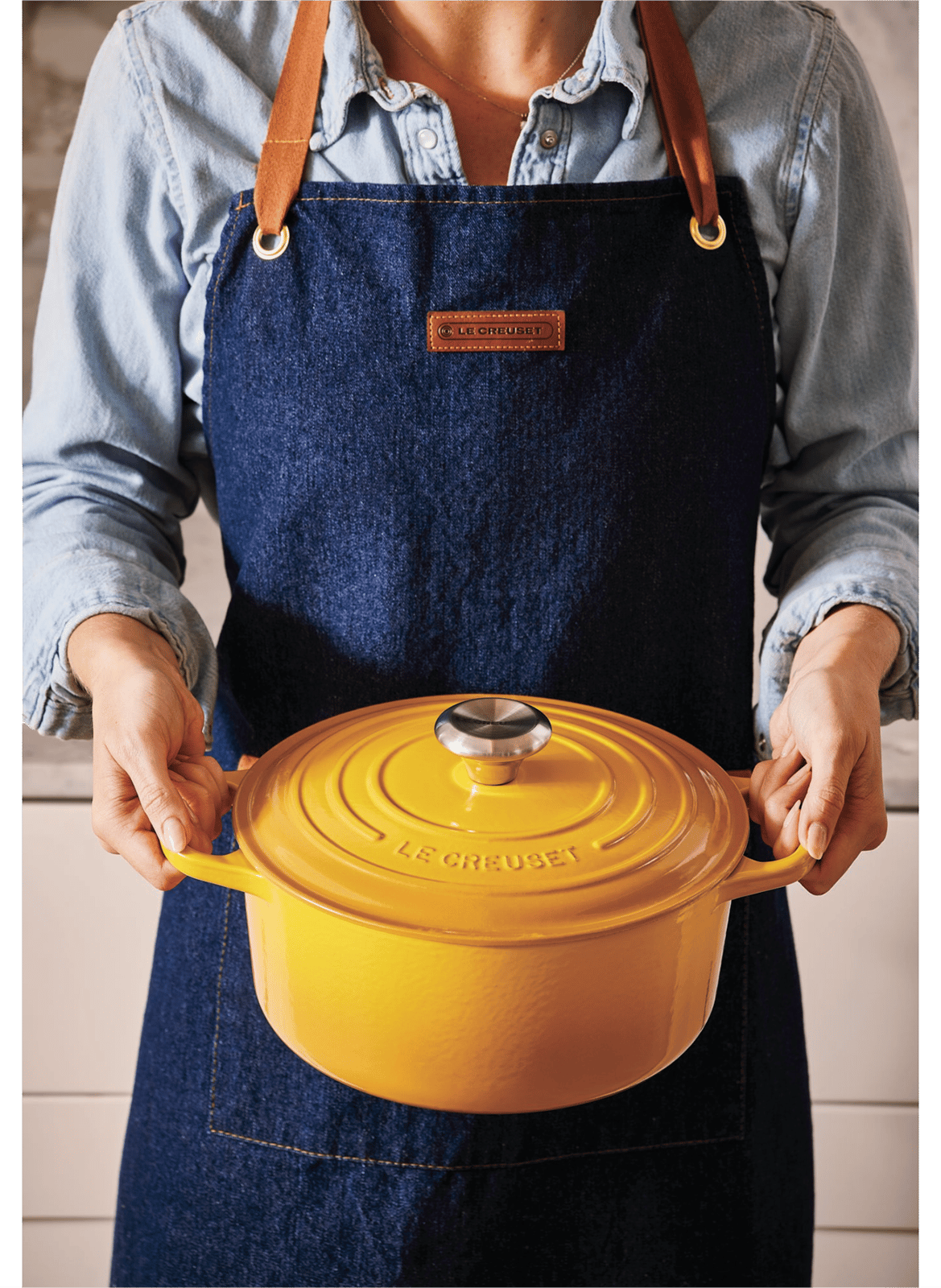 Runde emaillierte Gusseisen-Cocotte LE CREUSET Gelb