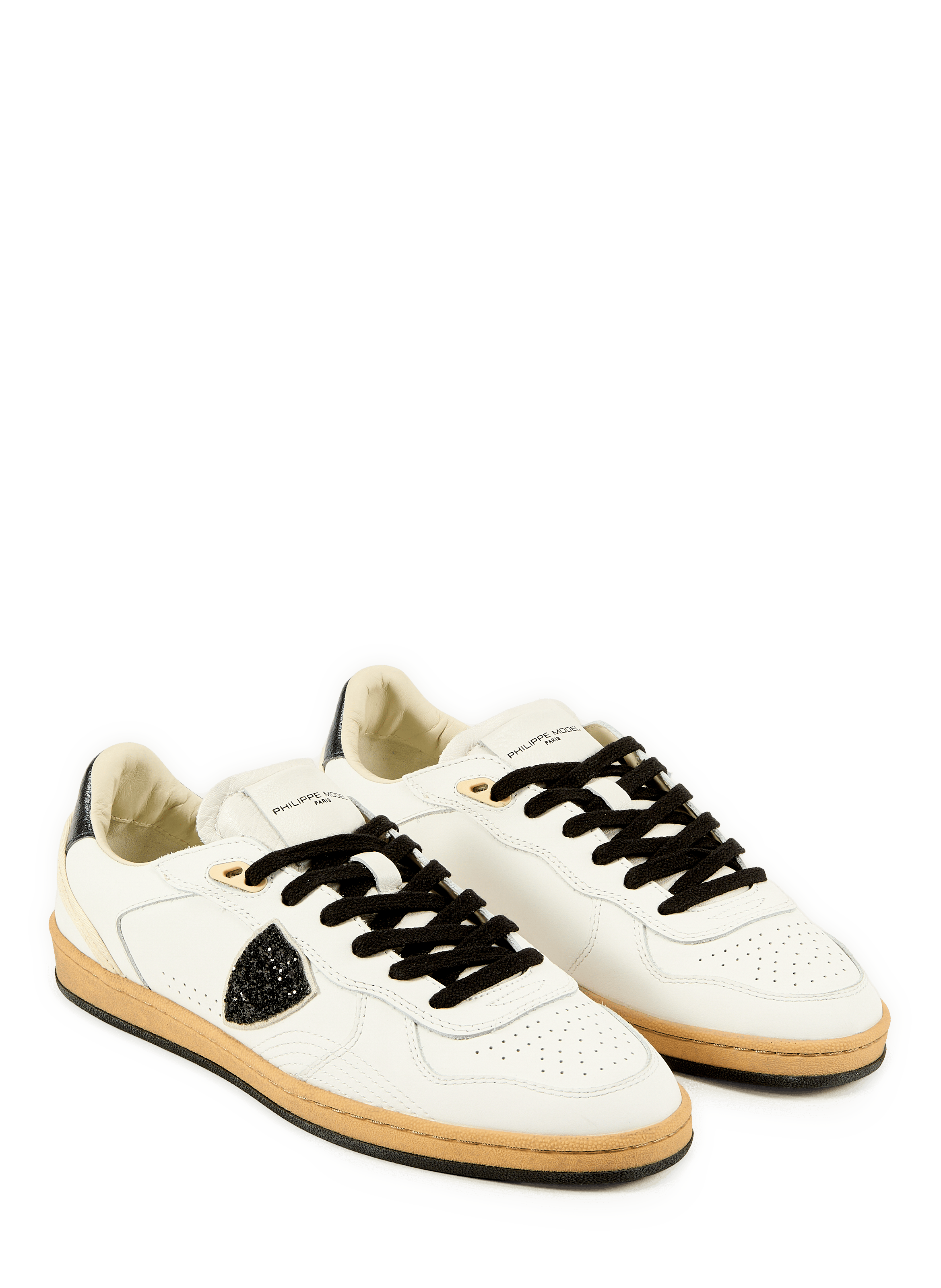 Baskets basses en cuir mélangé PHILIPPE MODEL Blanc