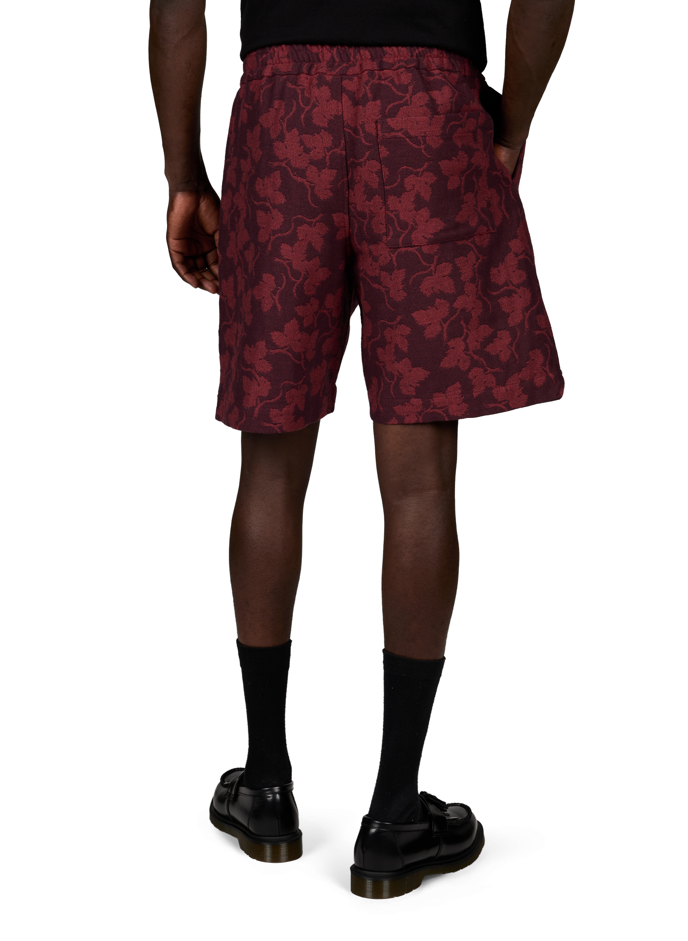Shorts Weinblatt aus Baumwolljacquard DROLE DE MONSIEUR Rot
