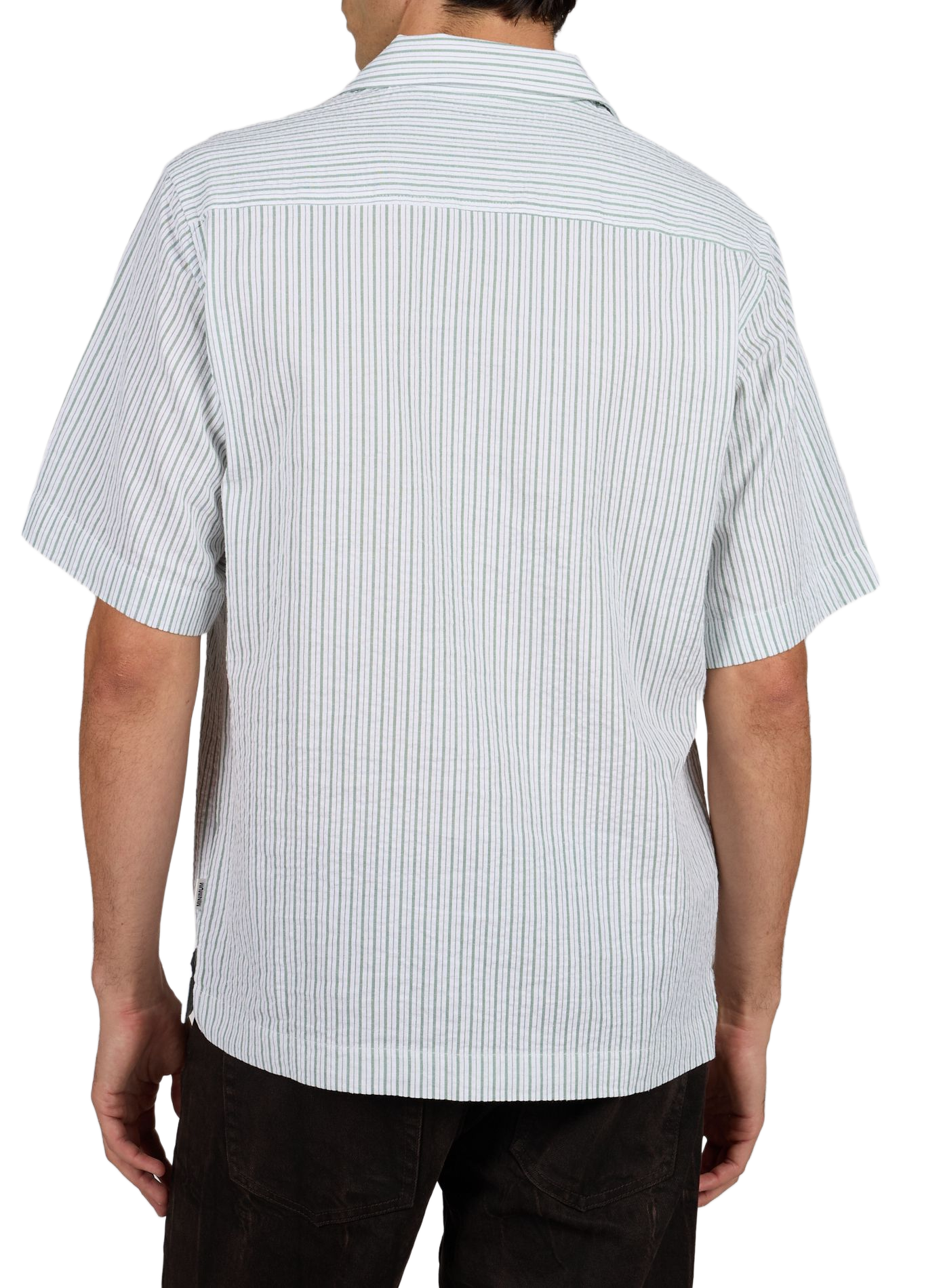 Gestreept shirt met korte mouwen van gemengd katoen MINIMUM Groen