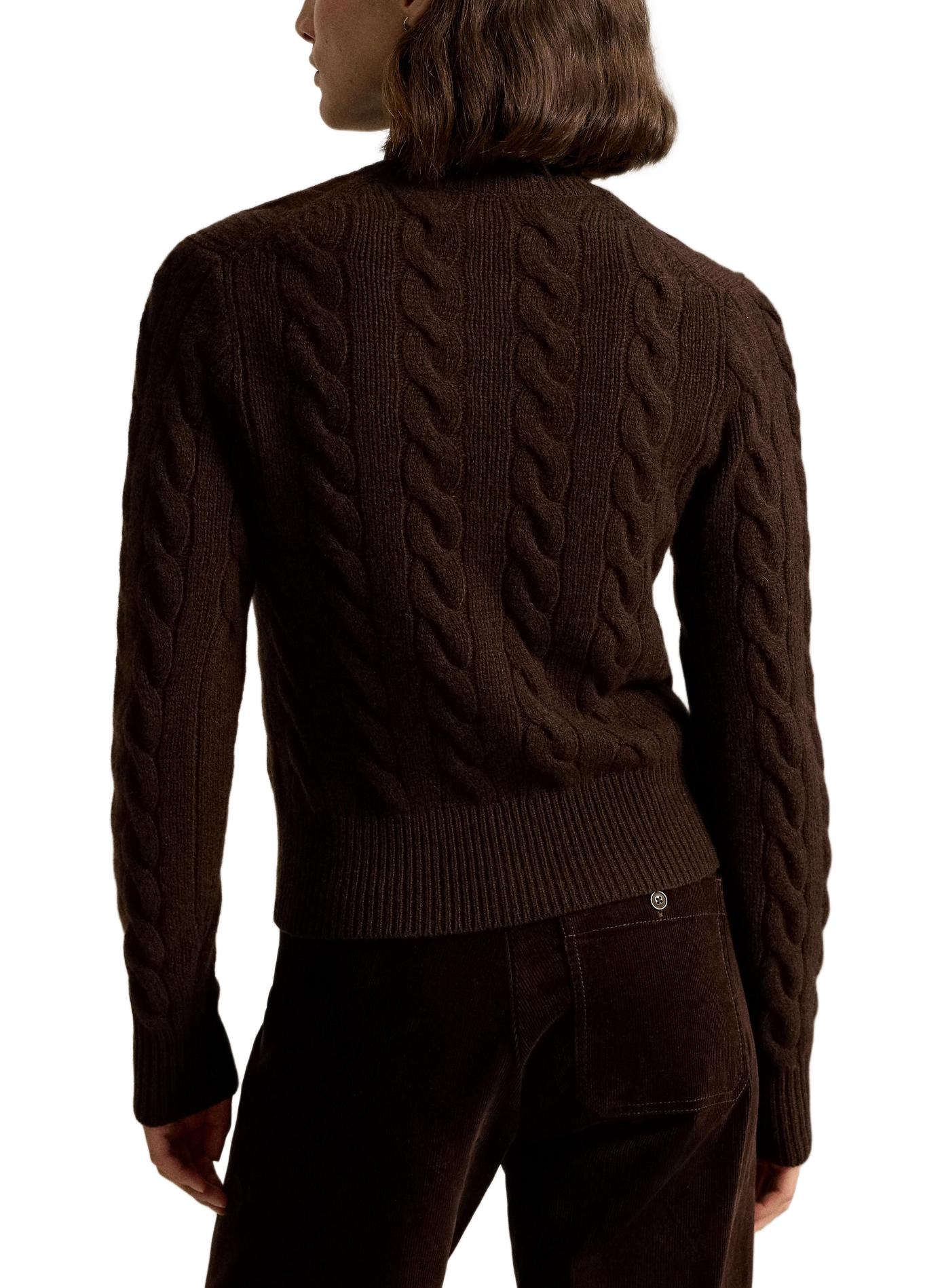 Round neck cardigan in wool and cashmere POLO RALPH LAUREN Brown