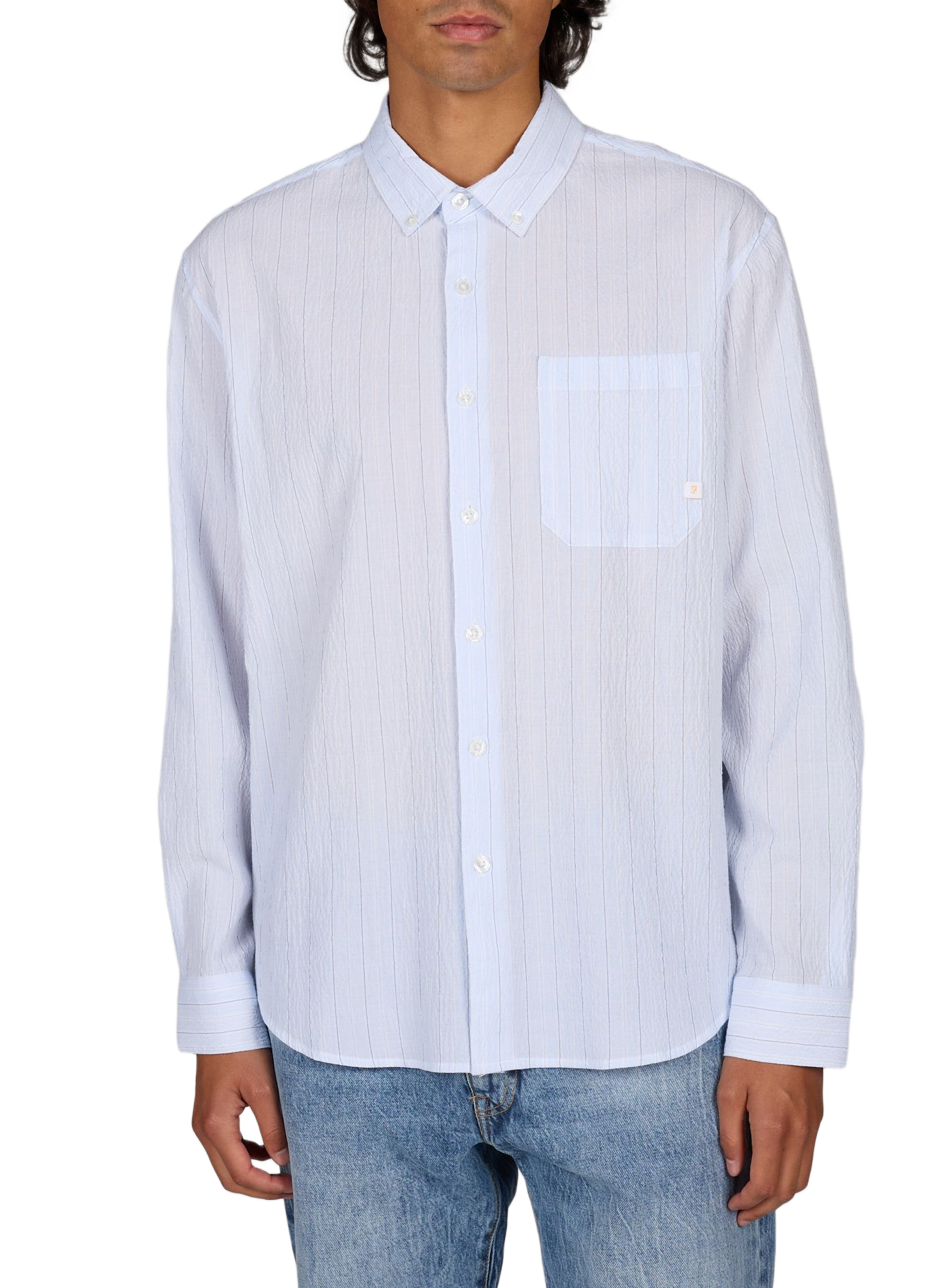 Straight cotton shirt FARAH Blue