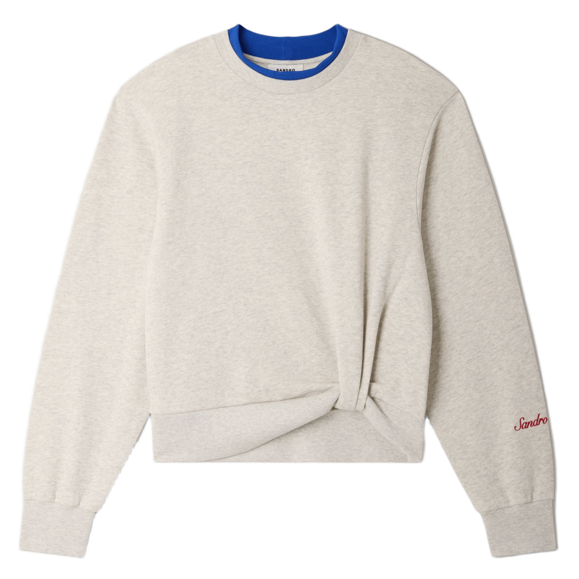 Sweat col rond uni en coton SANDRO Gris
