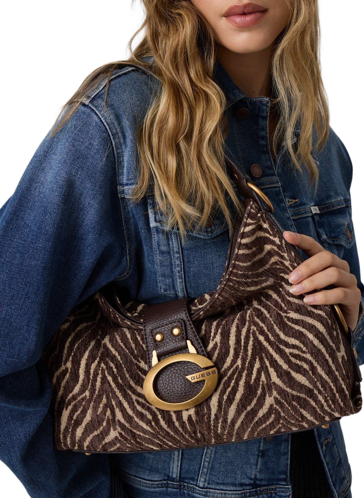 Tasche im Baguette-Stil mit Muster GUESS Braun