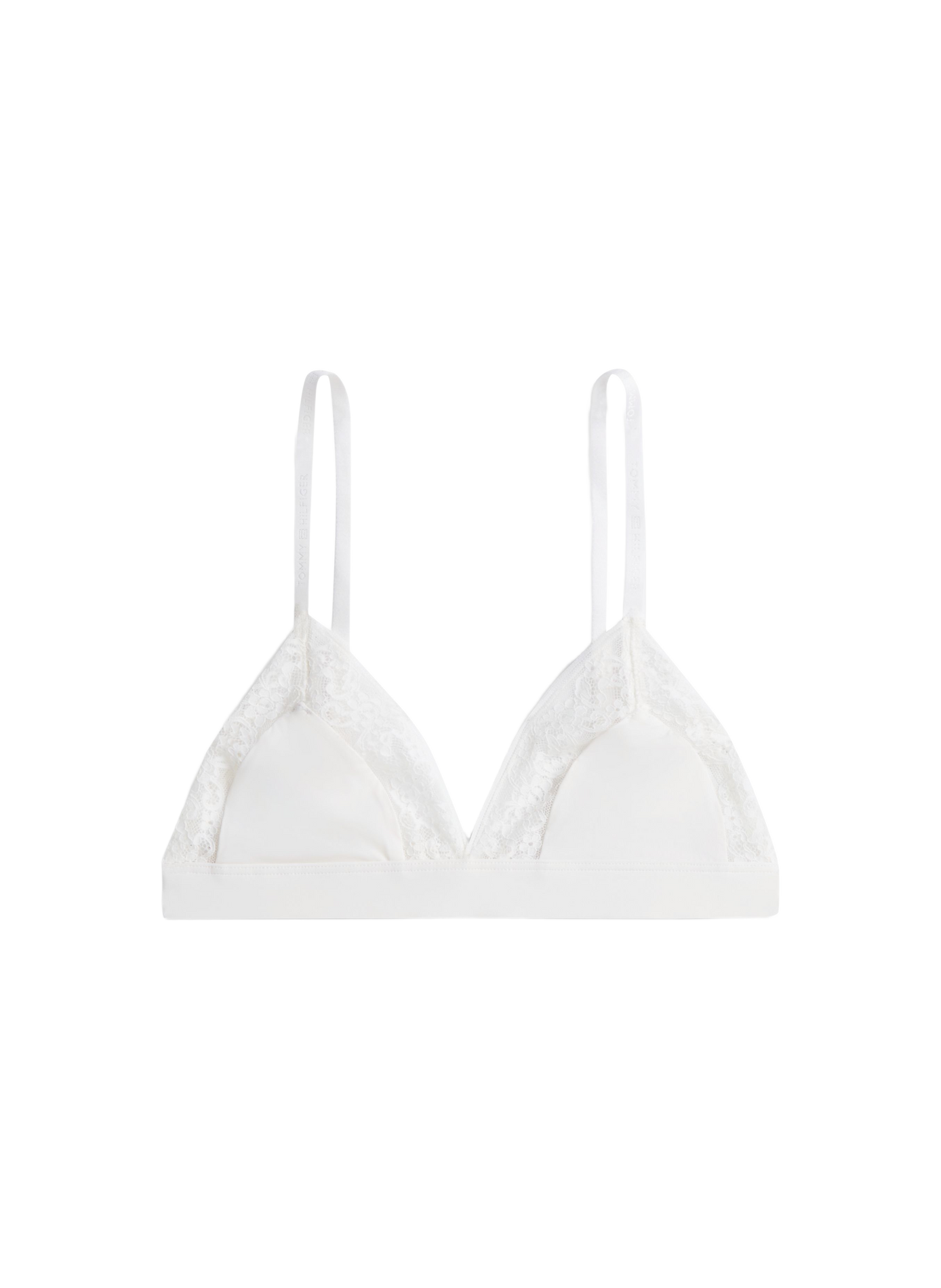 Lace triangle bra  Ivory silk