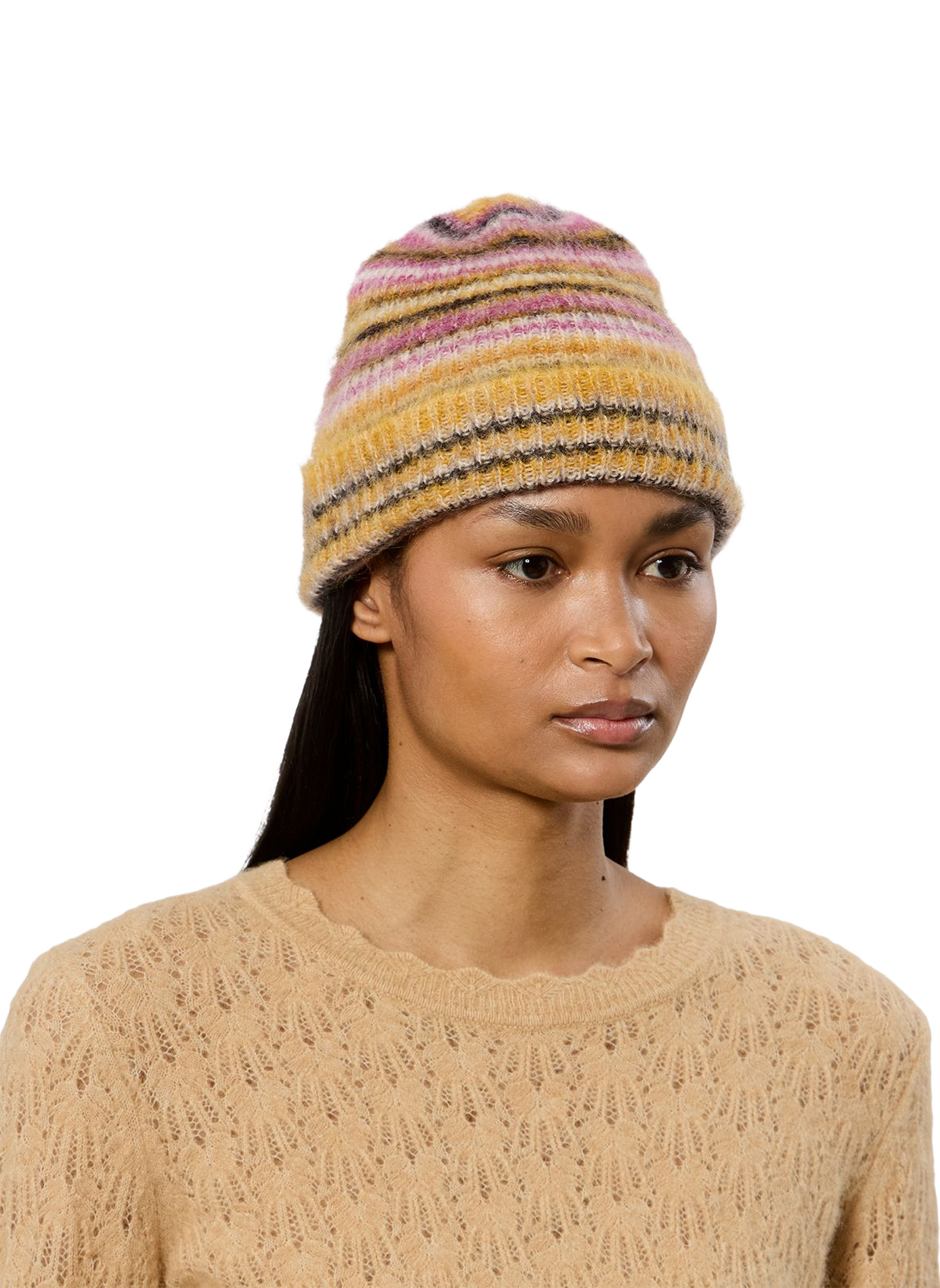 Morenne striped beanie in a mohair blend ISABEL MARANT Yellow