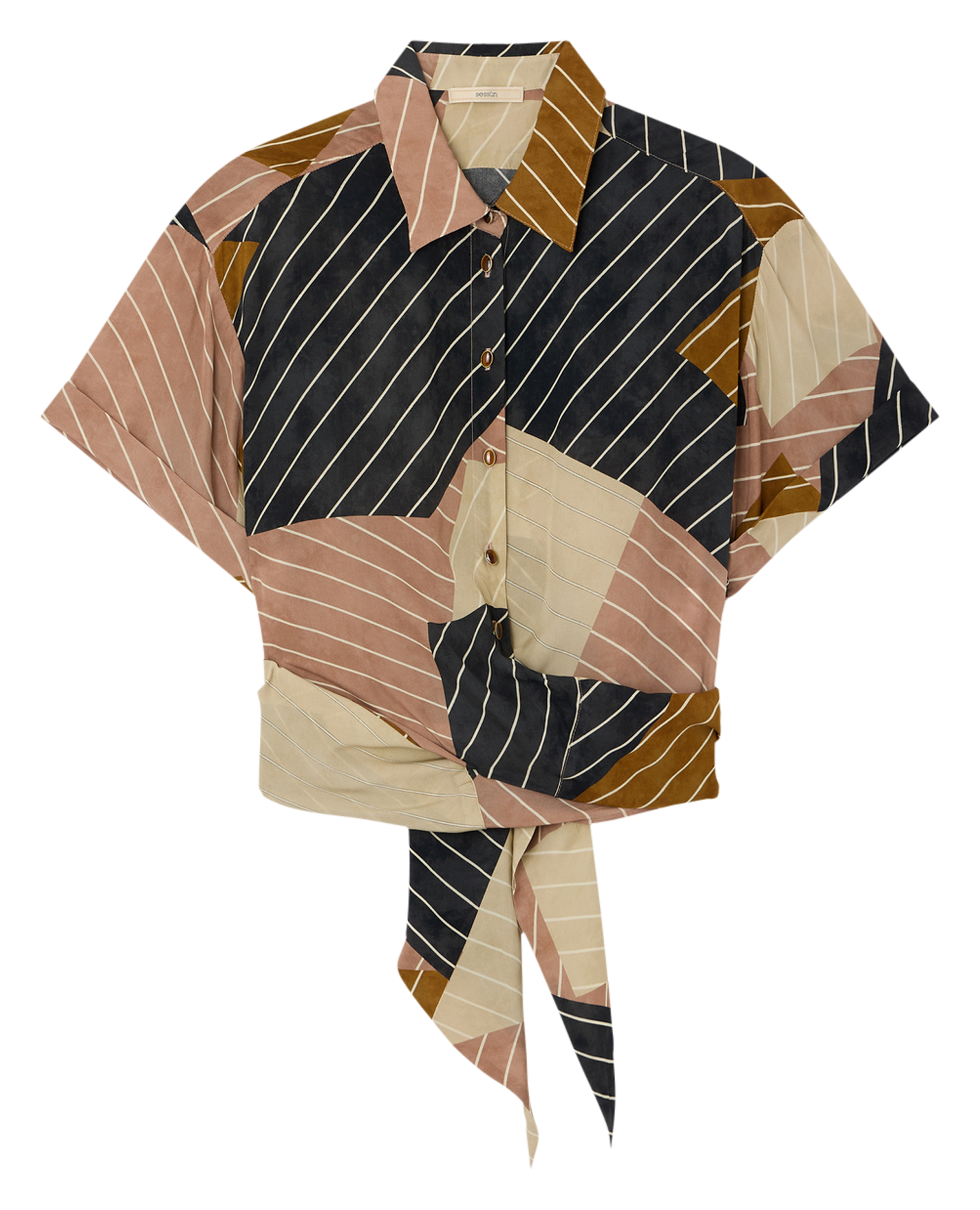 Chemise à manches courtes imprimée en coton bio procida SESSUN Multicolore