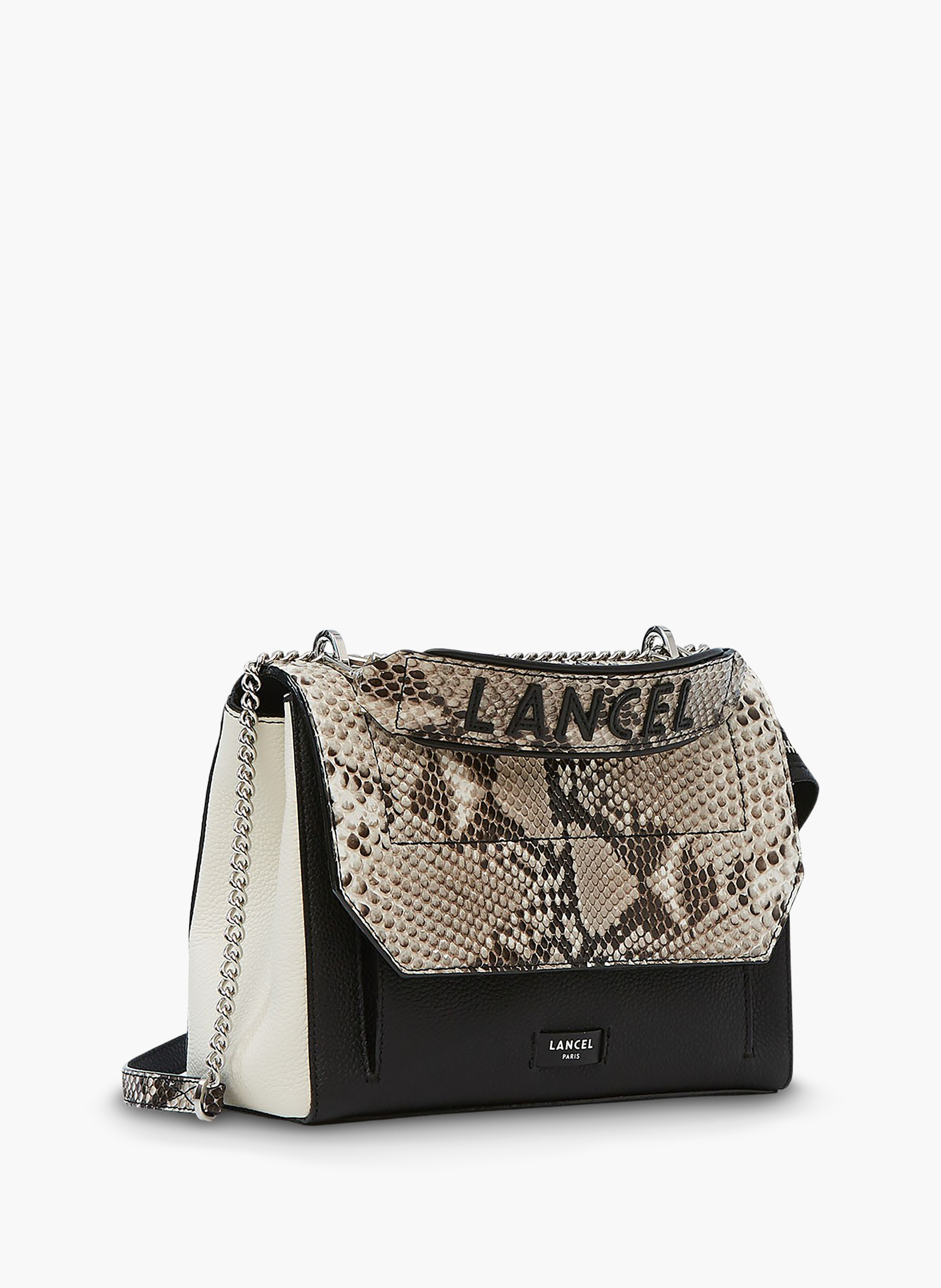 Sac rabat ninon de lancel en cuir de vachette graine & python LANCEL Gris