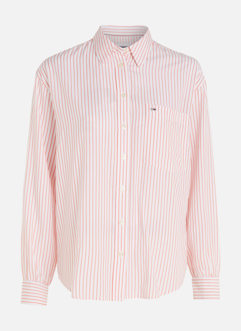 قميص قطني مخطط باللون الوردي من تومي هيلفيغر 