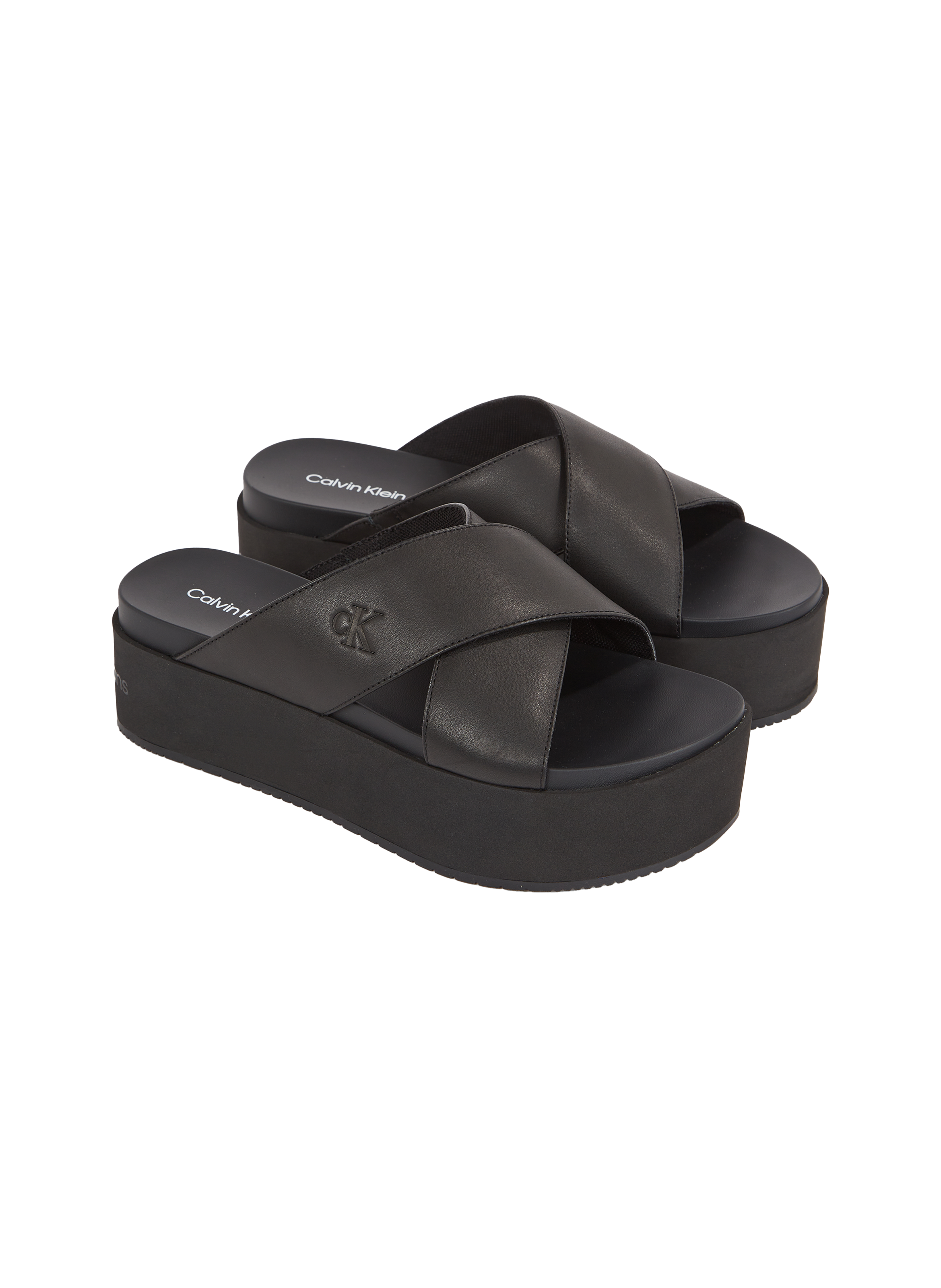 Sandales à plateforme en cuir  CALVIN KLEIN Noir