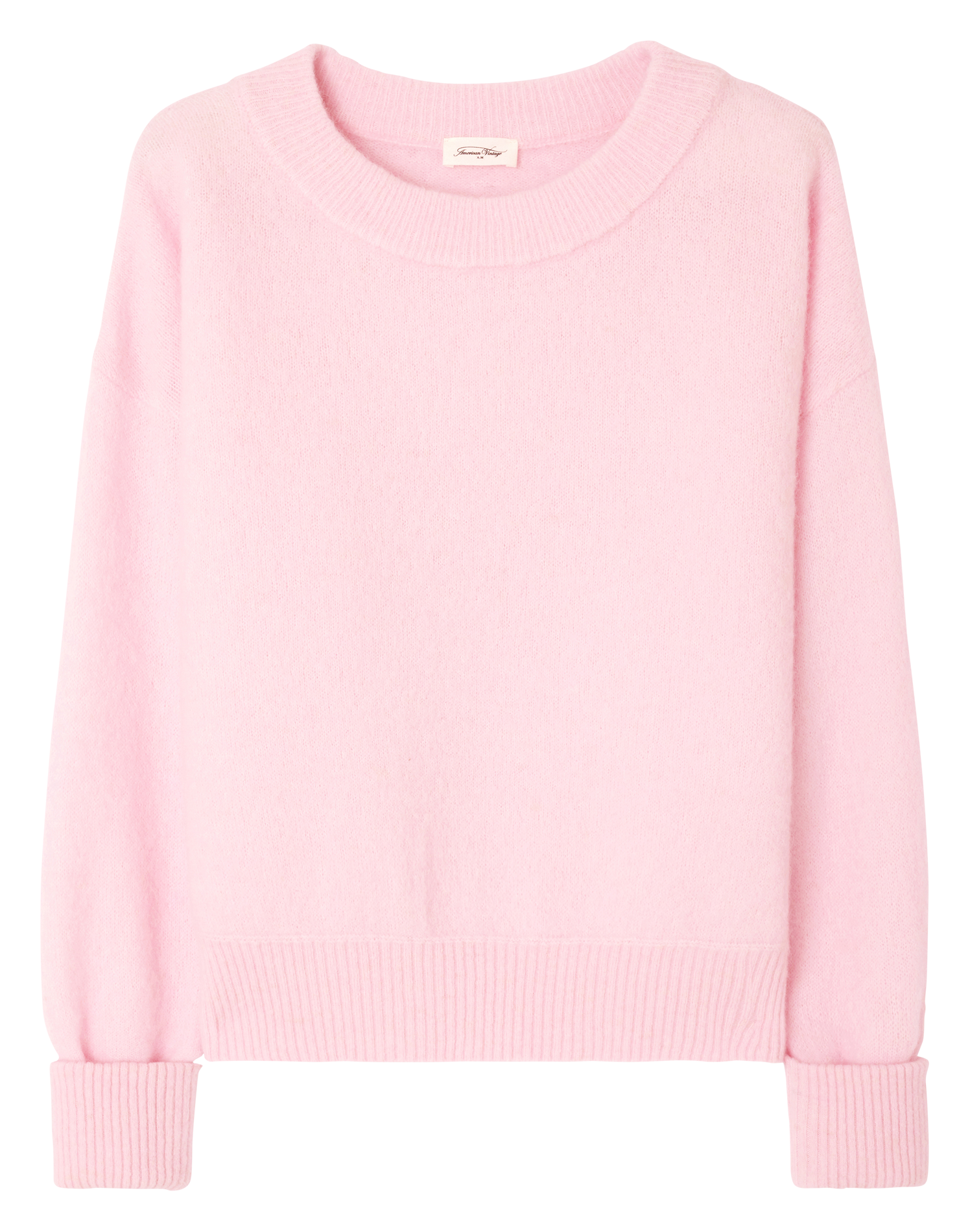 Pull ample col rond en laine mélangée vitow AMERICAN VINTAGE Rose