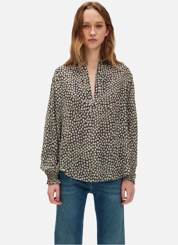 Blouse fluide à fleurs - uvelia Bleu by PABLO PABLO Blouse fluide à fleurs - uvelia Bleu