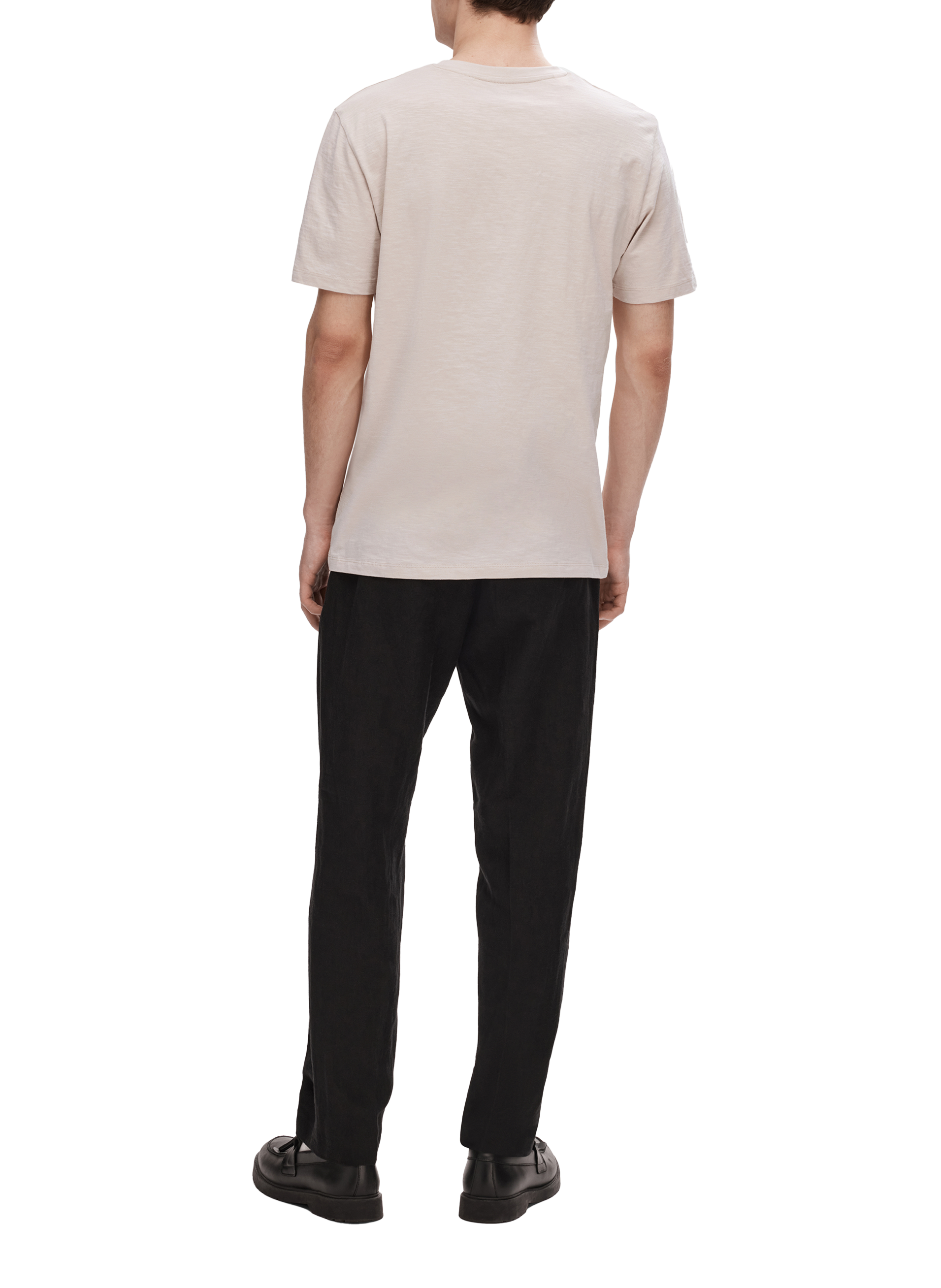 Straight-fit cotton T-shirt SELECTED Beige