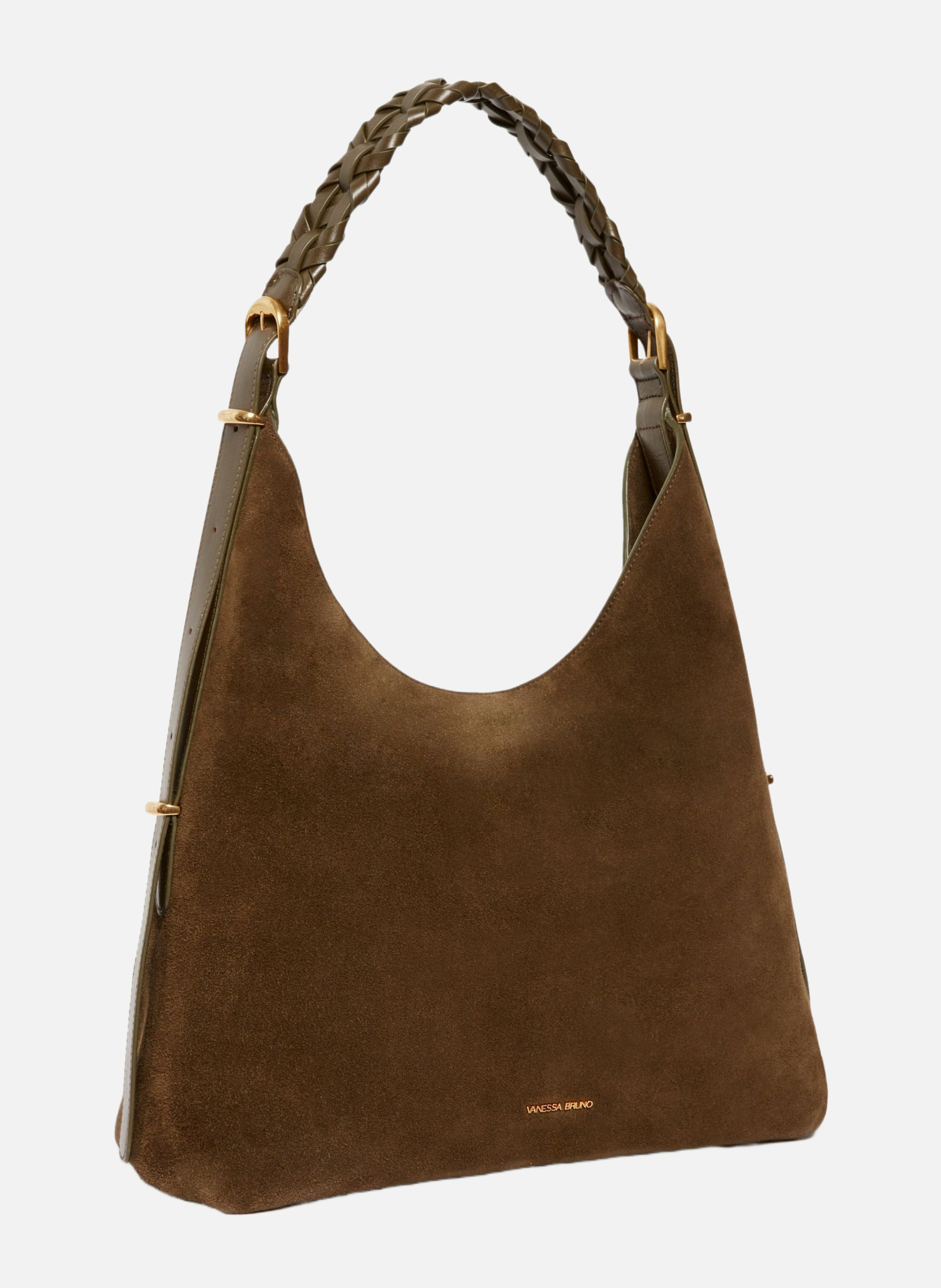 Grand sac hobo jess en cuir velours VANESSA BRUNO Vert