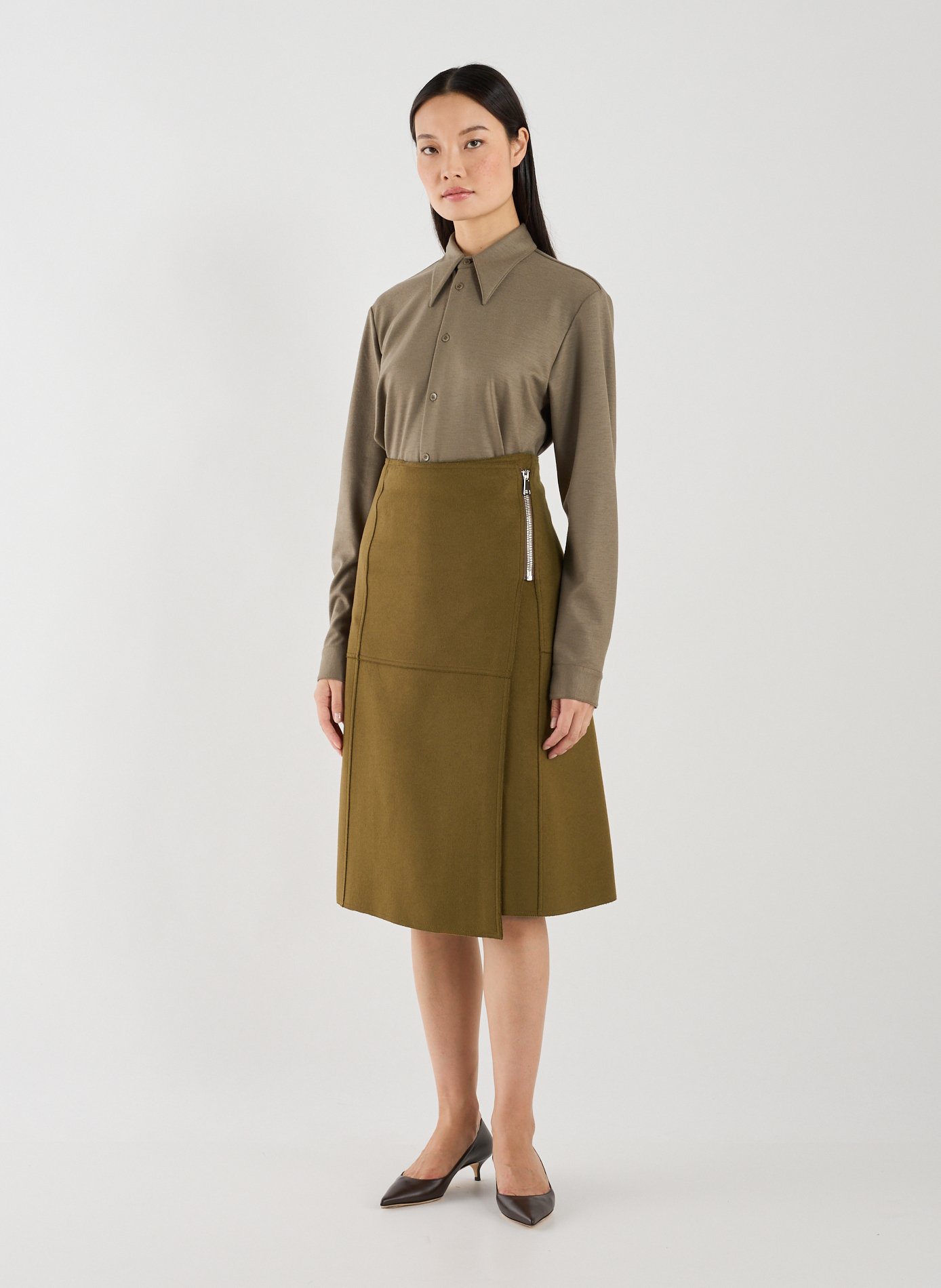 Oversized shirt in blended virgin wool TIBI Green