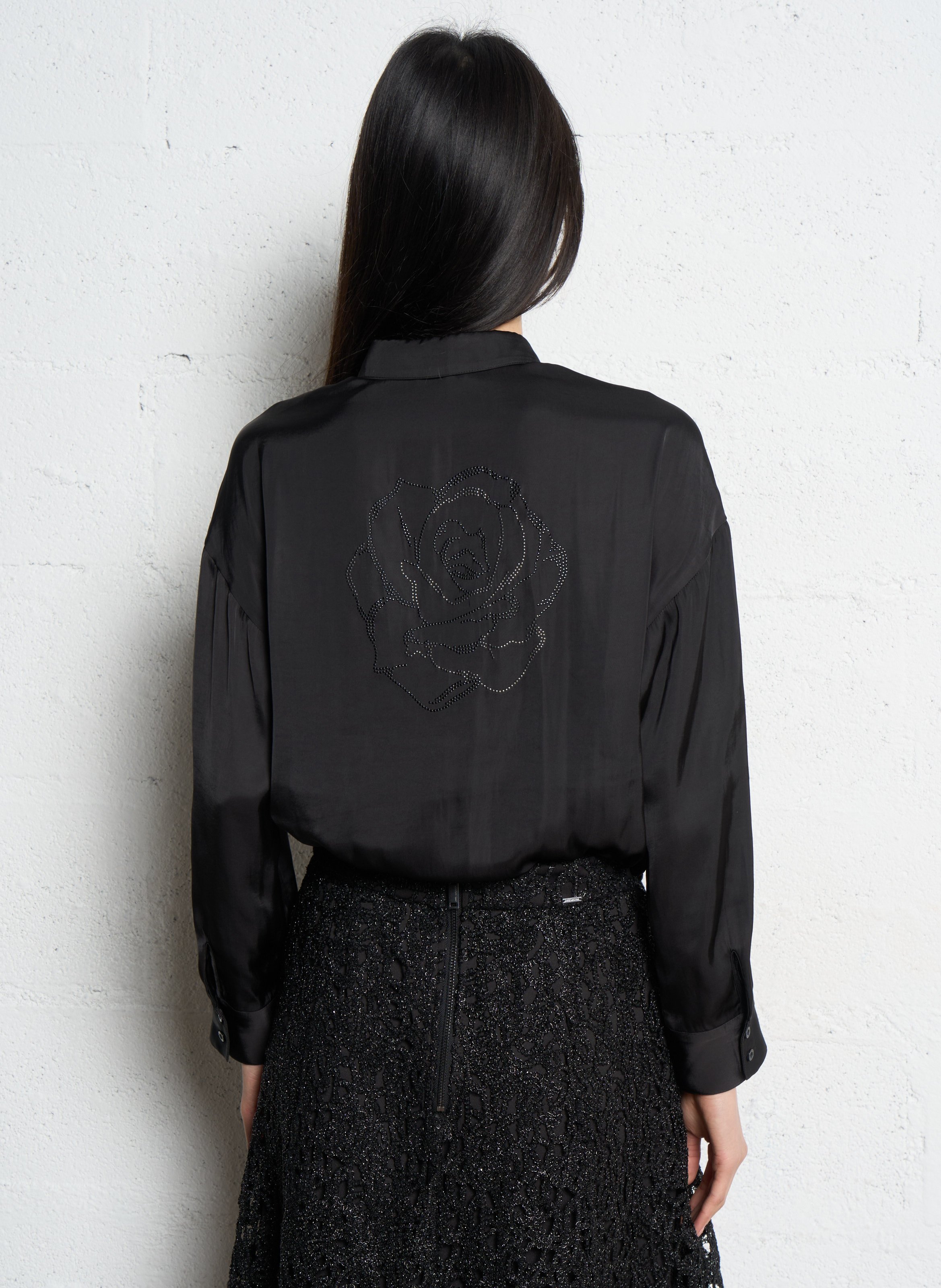 Chemise cropped col classique à studs IKKS Noir
