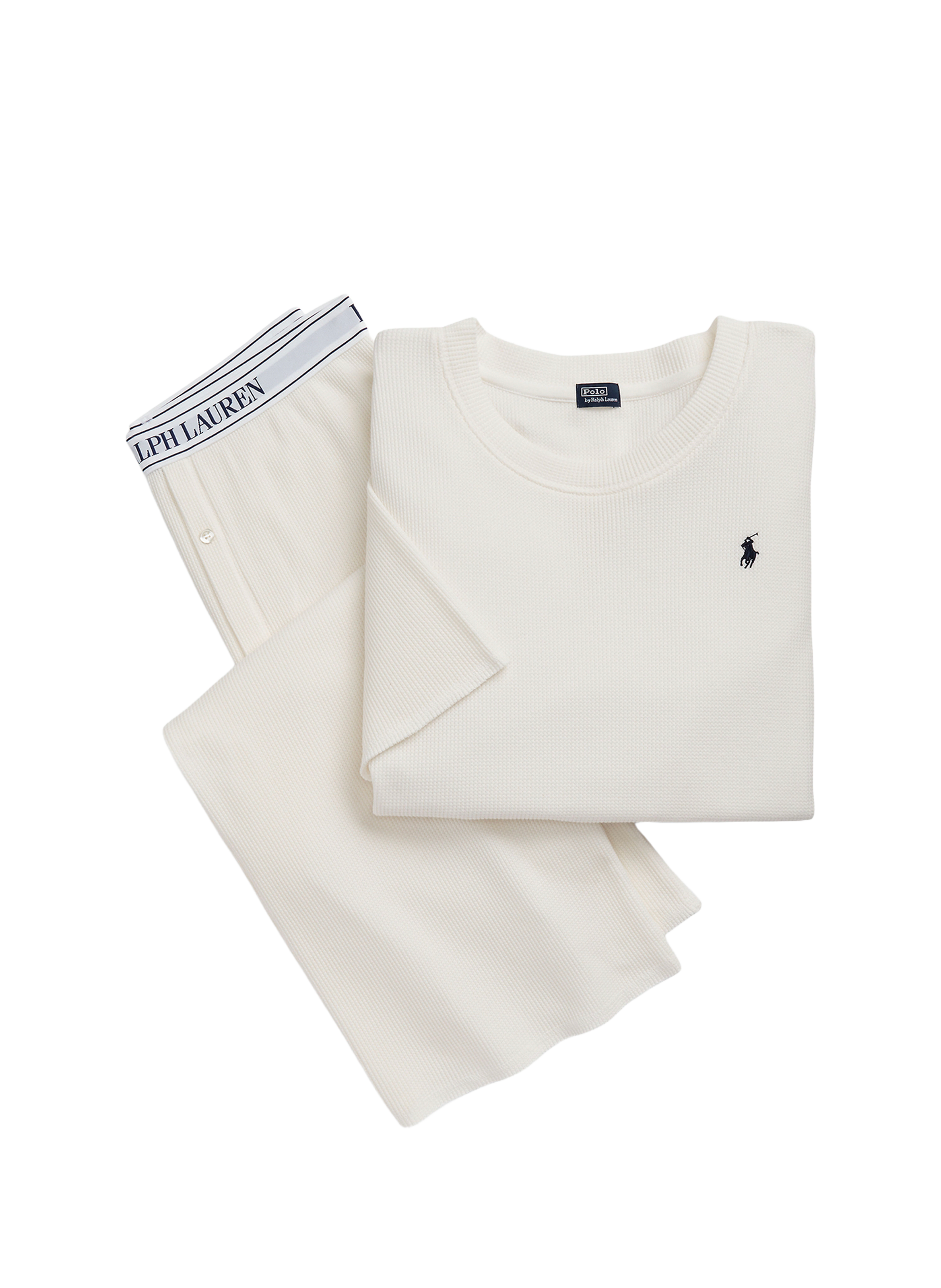 Ensemble pyjama en coton gaufré mélangé POLO RALPH LAUREN Beige