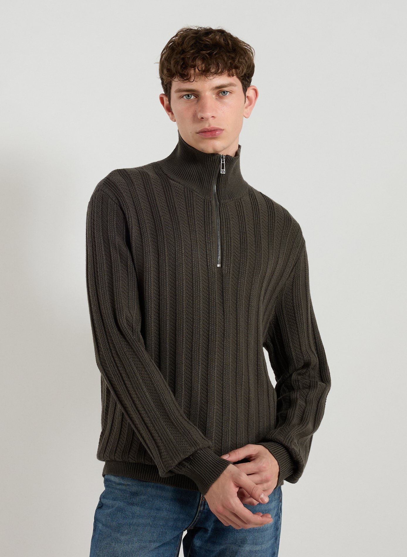 ARMANI EXCHANGE Wool blend zip-up sweater Green