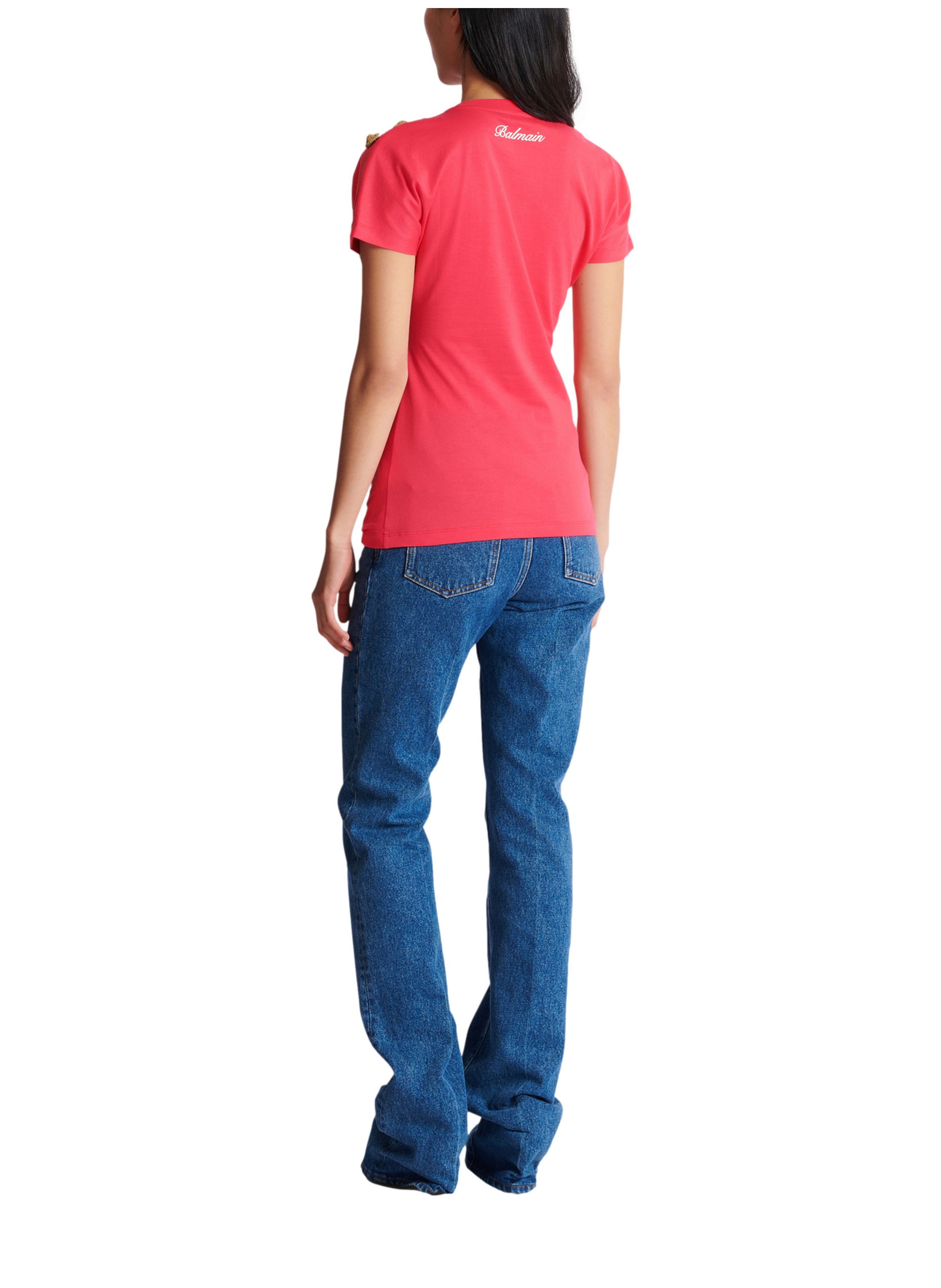 T-shirt drapé avec boutons BALMAIN Rose