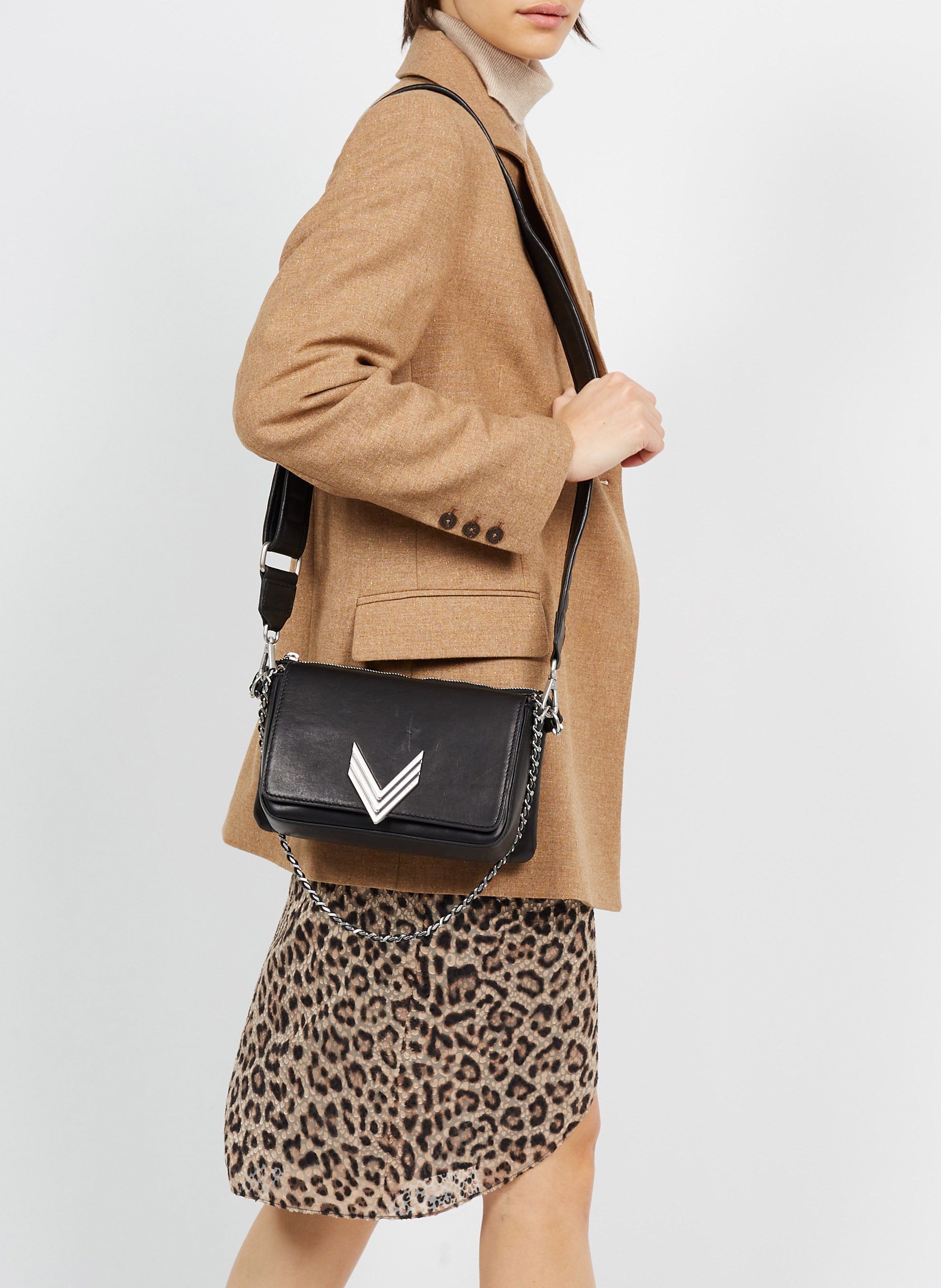 Sac bandoulière en cuir IKKS Noir